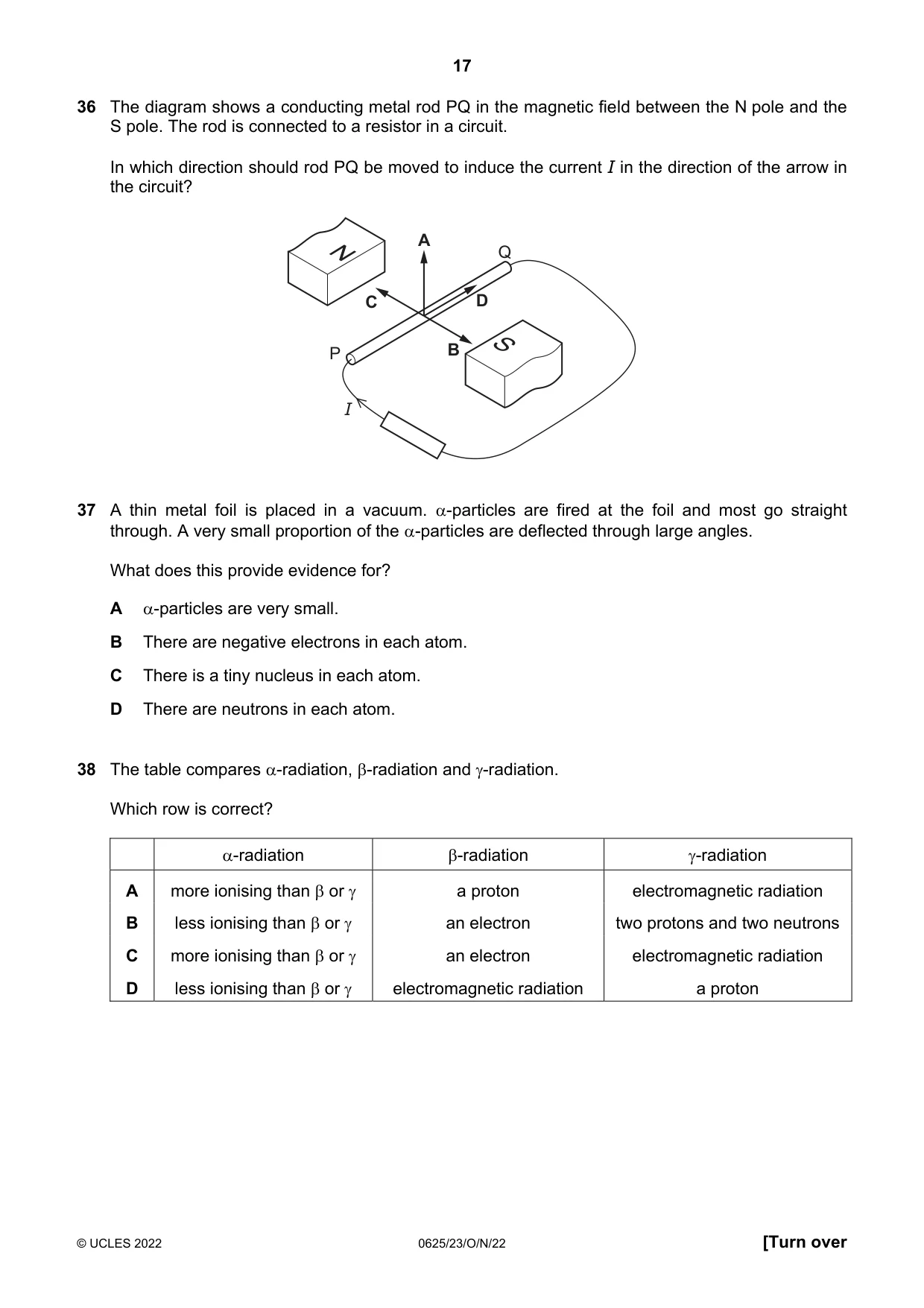 Cambridge IGCSE Physics 0625 2022 Oct/Nov Paper 2 · Variant 3 question paper, page 17 of 20