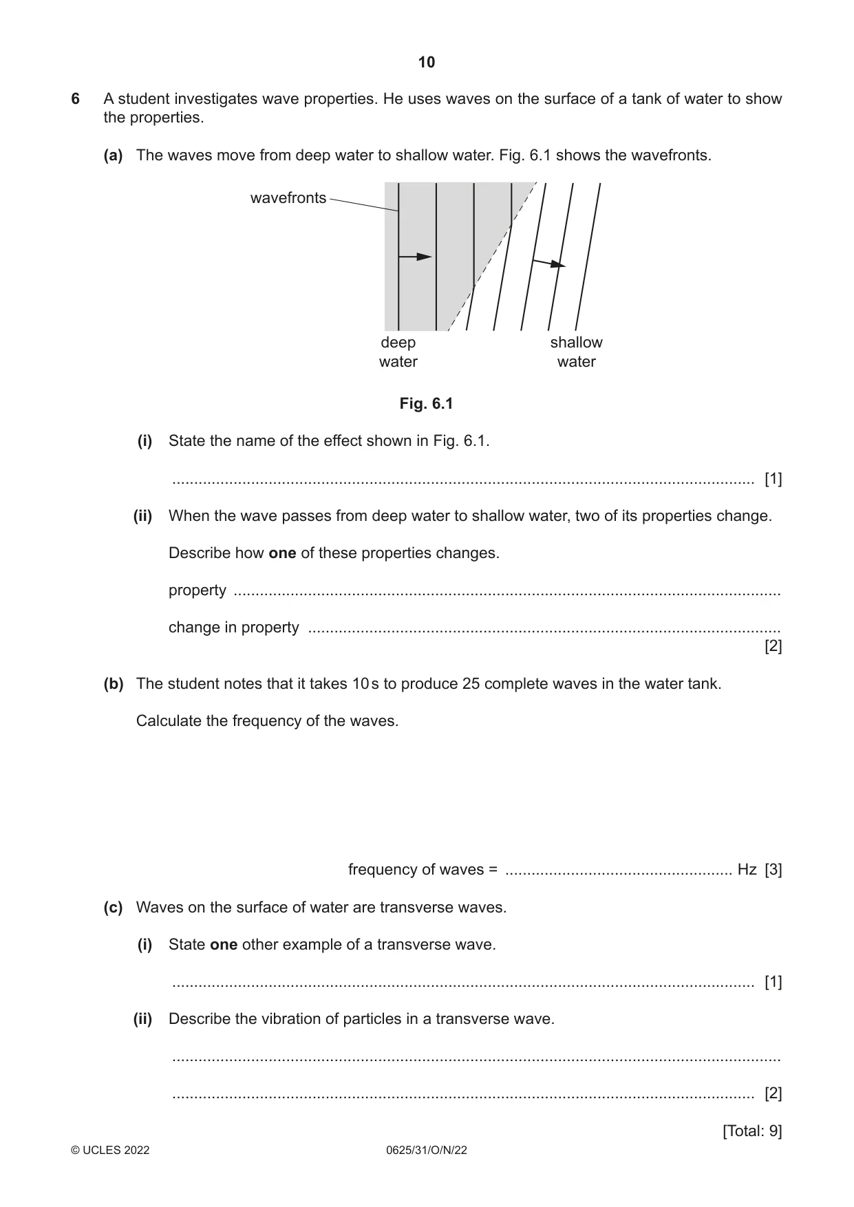 Cambridge IGCSE Physics 0625 2022 Oct/Nov Paper 3 · Variant 1 question paper, page 10 of 16
