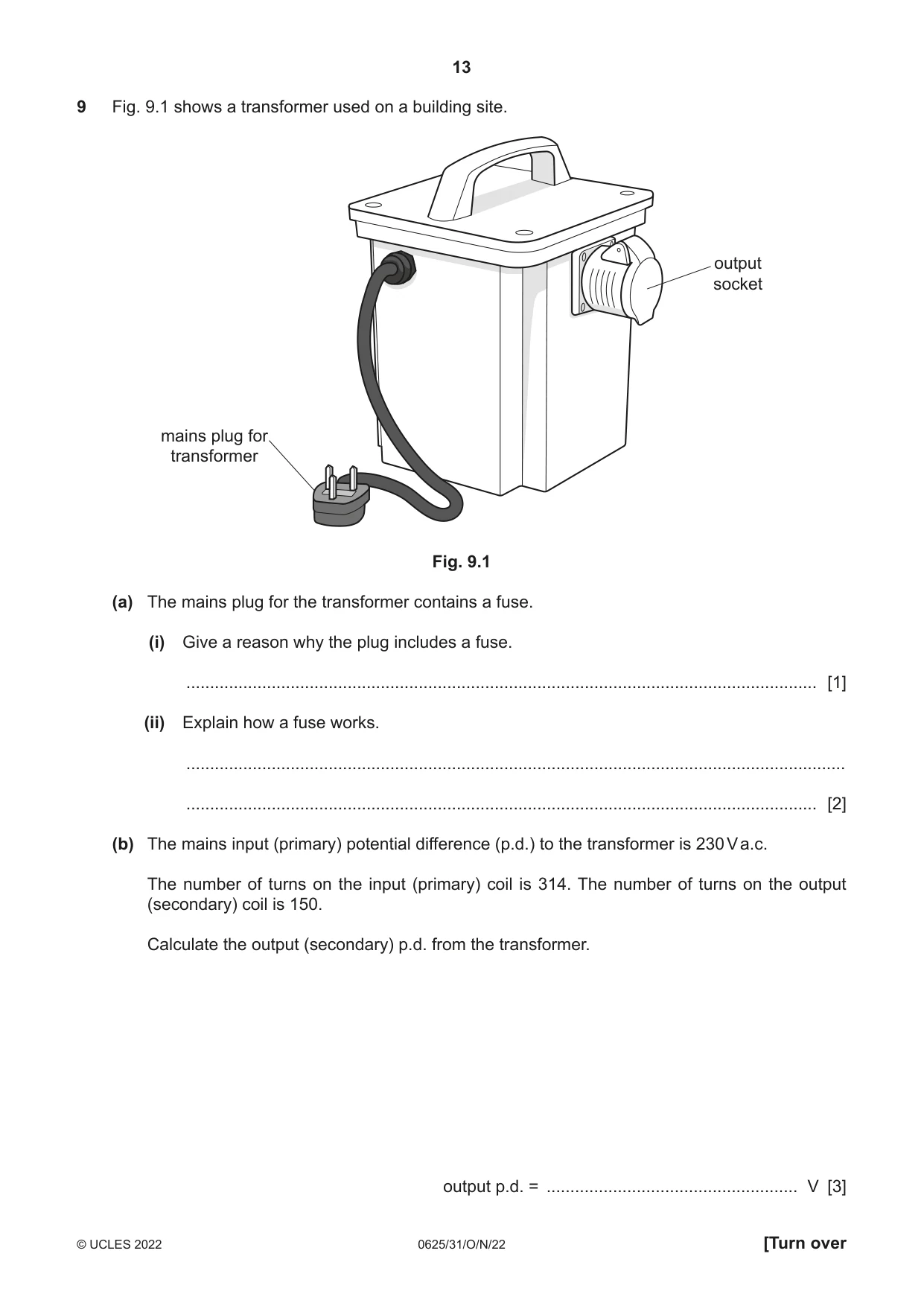 Cambridge IGCSE Physics 0625 2022 Oct/Nov Paper 3 · Variant 1 question paper, page 13 of 16
