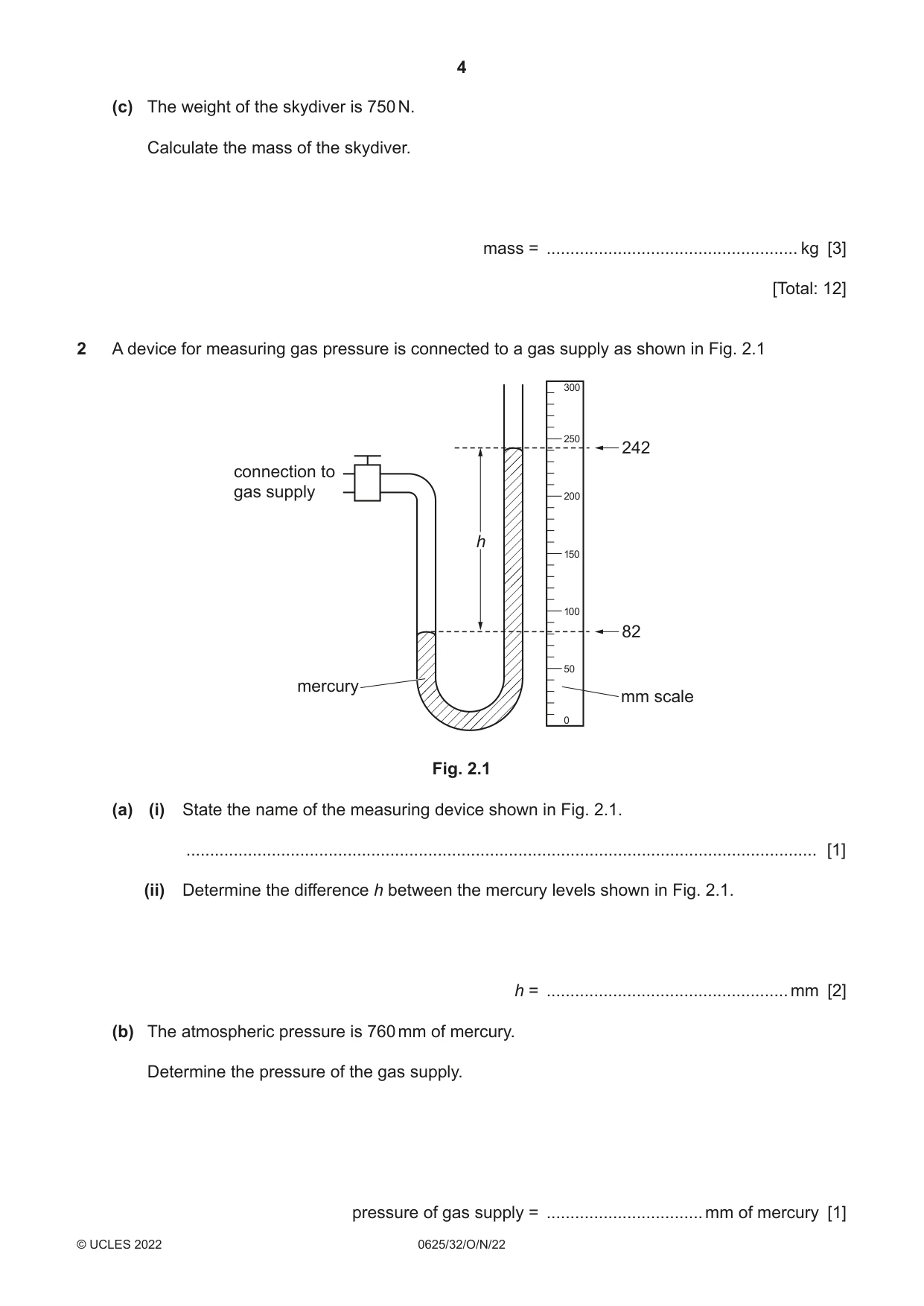 Cambridge IGCSE Physics 0625 2022 Oct/Nov Paper 3 · Variant 2 question paper, page 4 of 16
