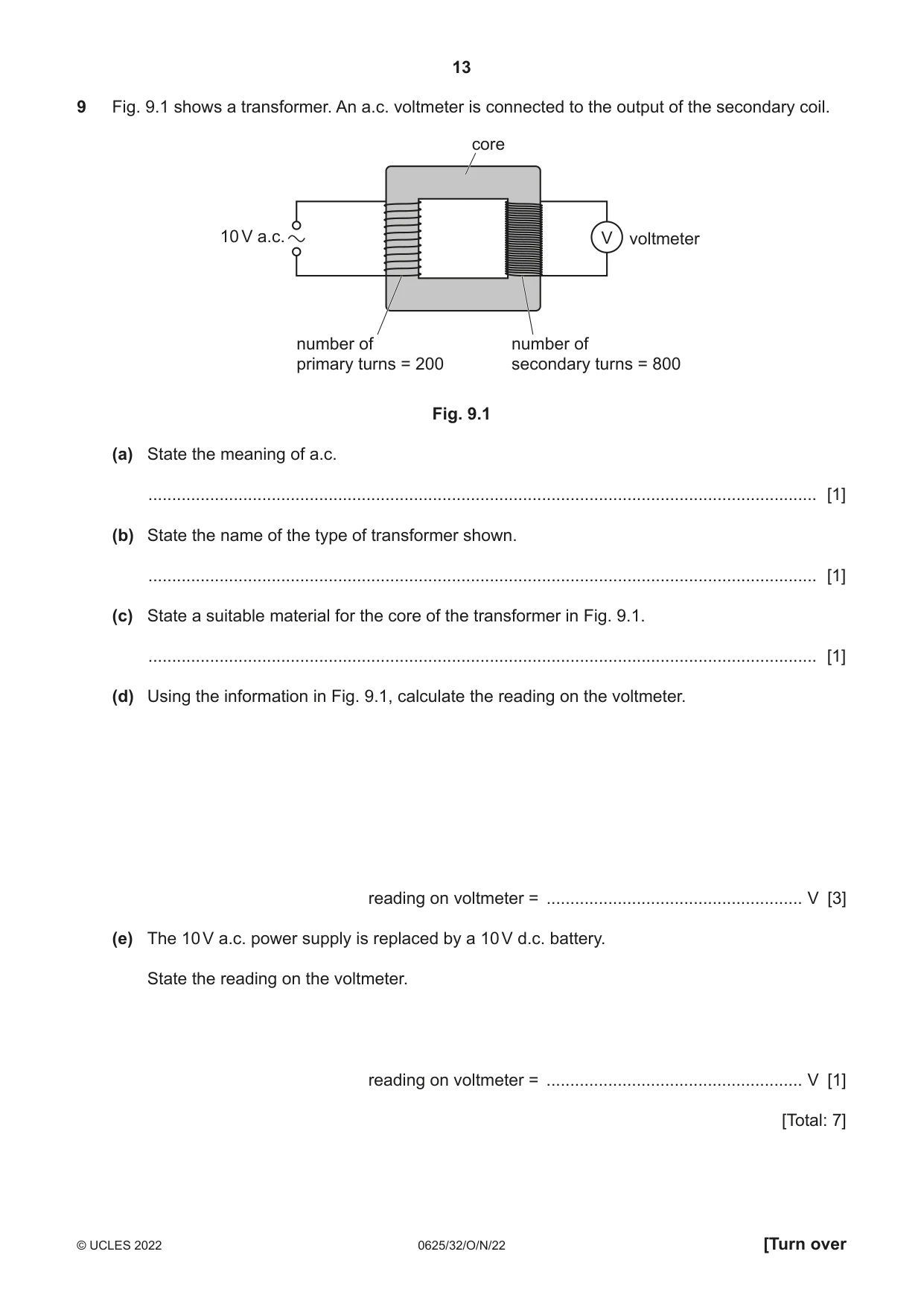 Cambridge IGCSE Physics 0625 2022 Oct/Nov Paper 3 · Variant 2 question paper, page 13 of 16
