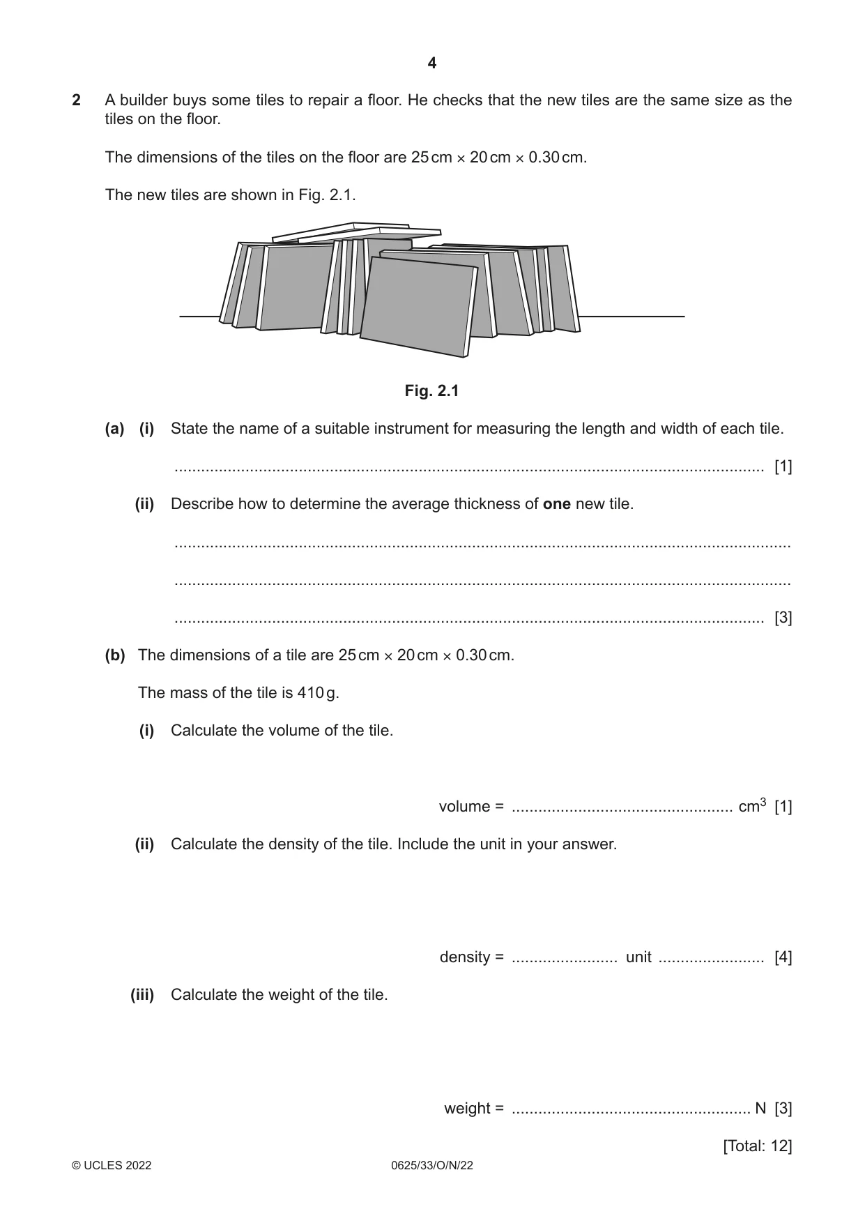 Cambridge IGCSE Physics 0625 2022 Oct/Nov Paper 3 · Variant 3 question paper, page 4 of 16