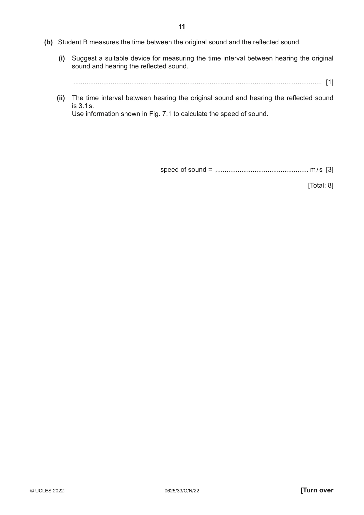 Cambridge IGCSE Physics 0625 2022 Oct/Nov Paper 3 · Variant 3 question paper, page 11 of 16