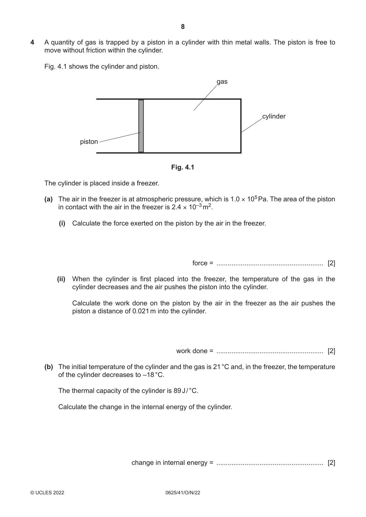 Cambridge IGCSE Physics 0625 2022 Oct/Nov Paper 4 · Variant 1 question paper, page 8 of 20