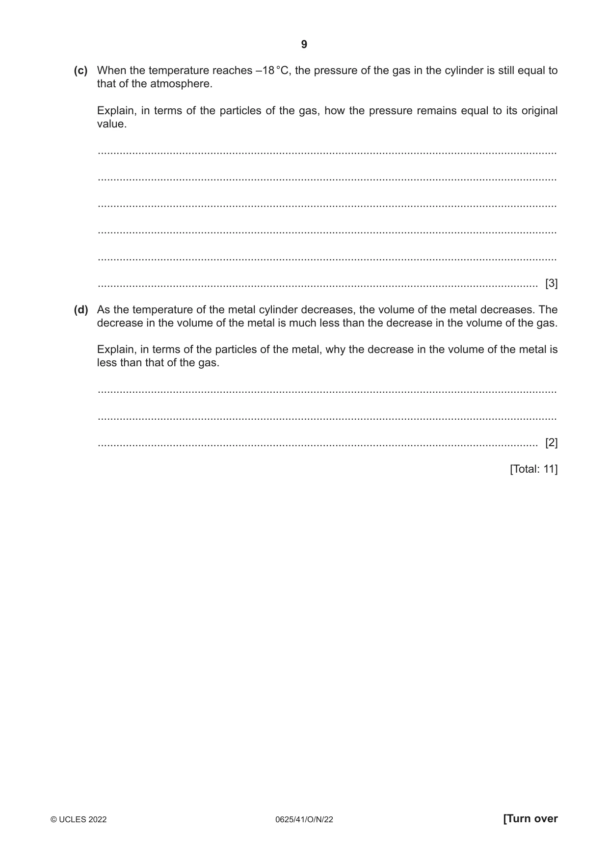 Cambridge IGCSE Physics 0625 2022 Oct/Nov Paper 4 · Variant 1 question paper, page 9 of 20