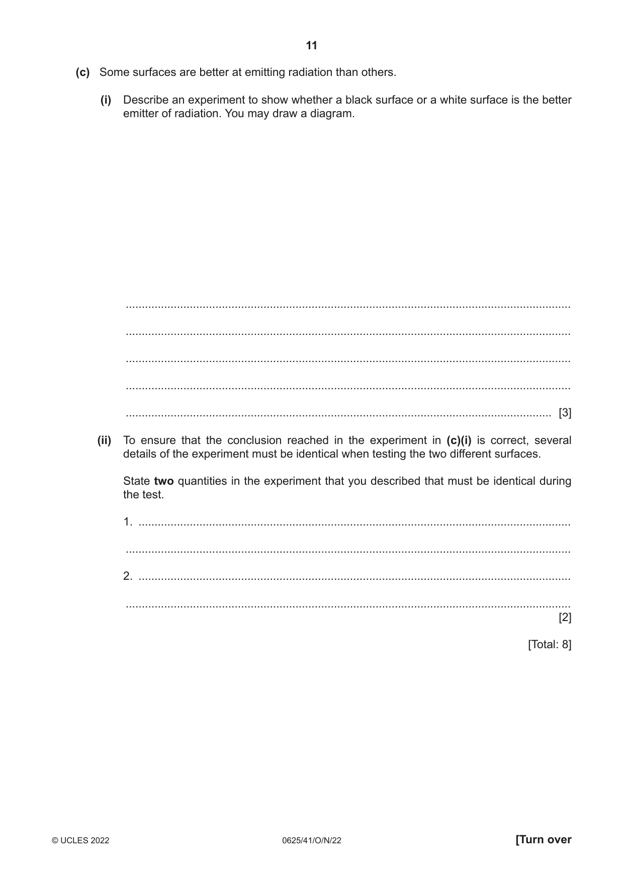 Cambridge IGCSE Physics 0625 2022 Oct/Nov Paper 4 · Variant 1 question paper, page 11 of 20