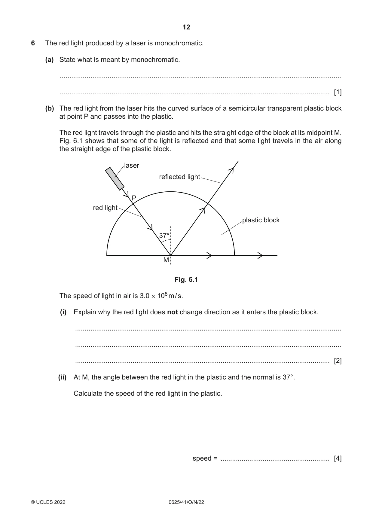 Cambridge IGCSE Physics 0625 2022 Oct/Nov Paper 4 · Variant 1 question paper, page 12 of 20