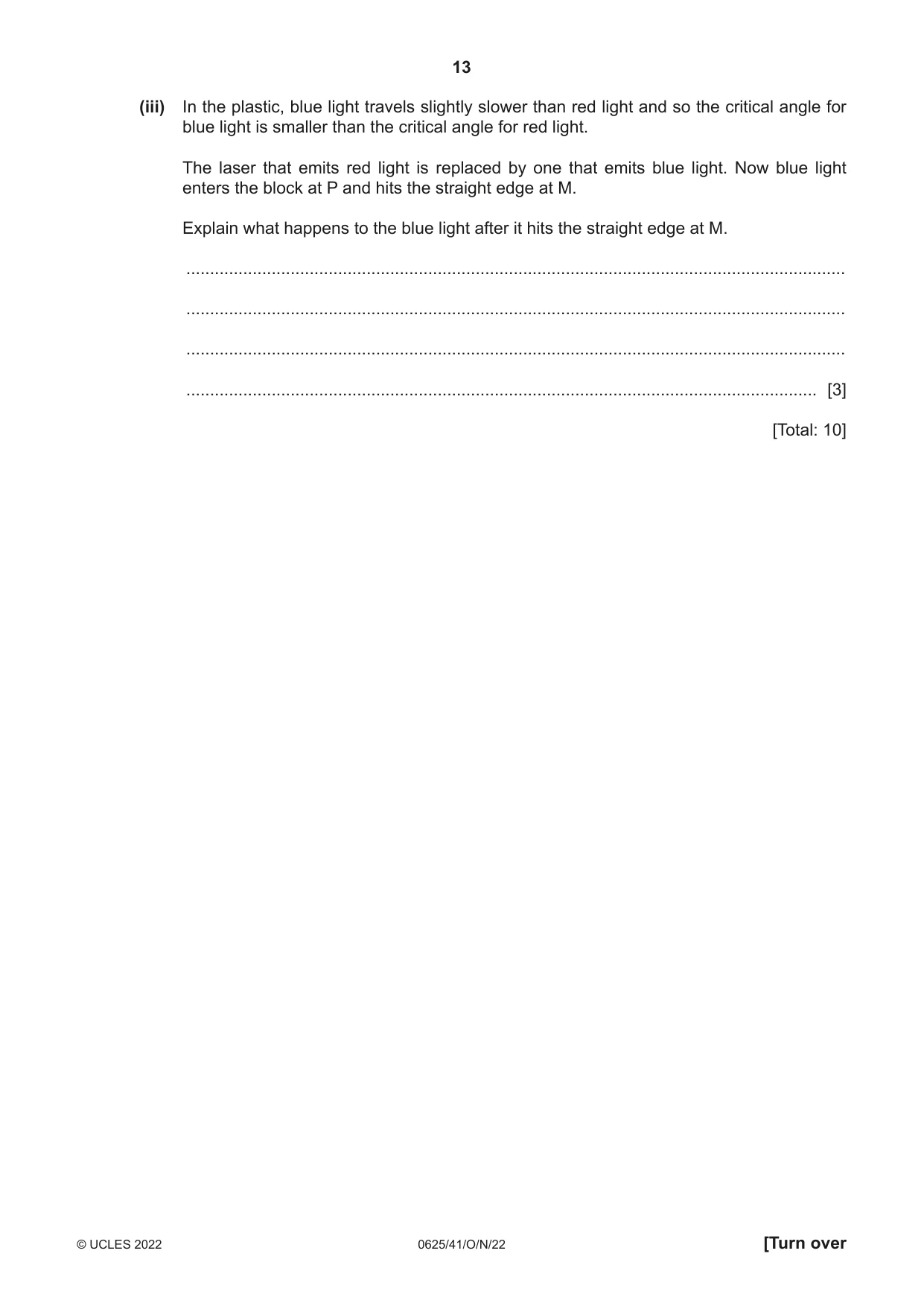 Cambridge IGCSE Physics 0625 2022 Oct/Nov Paper 4 · Variant 1 question paper, page 13 of 20