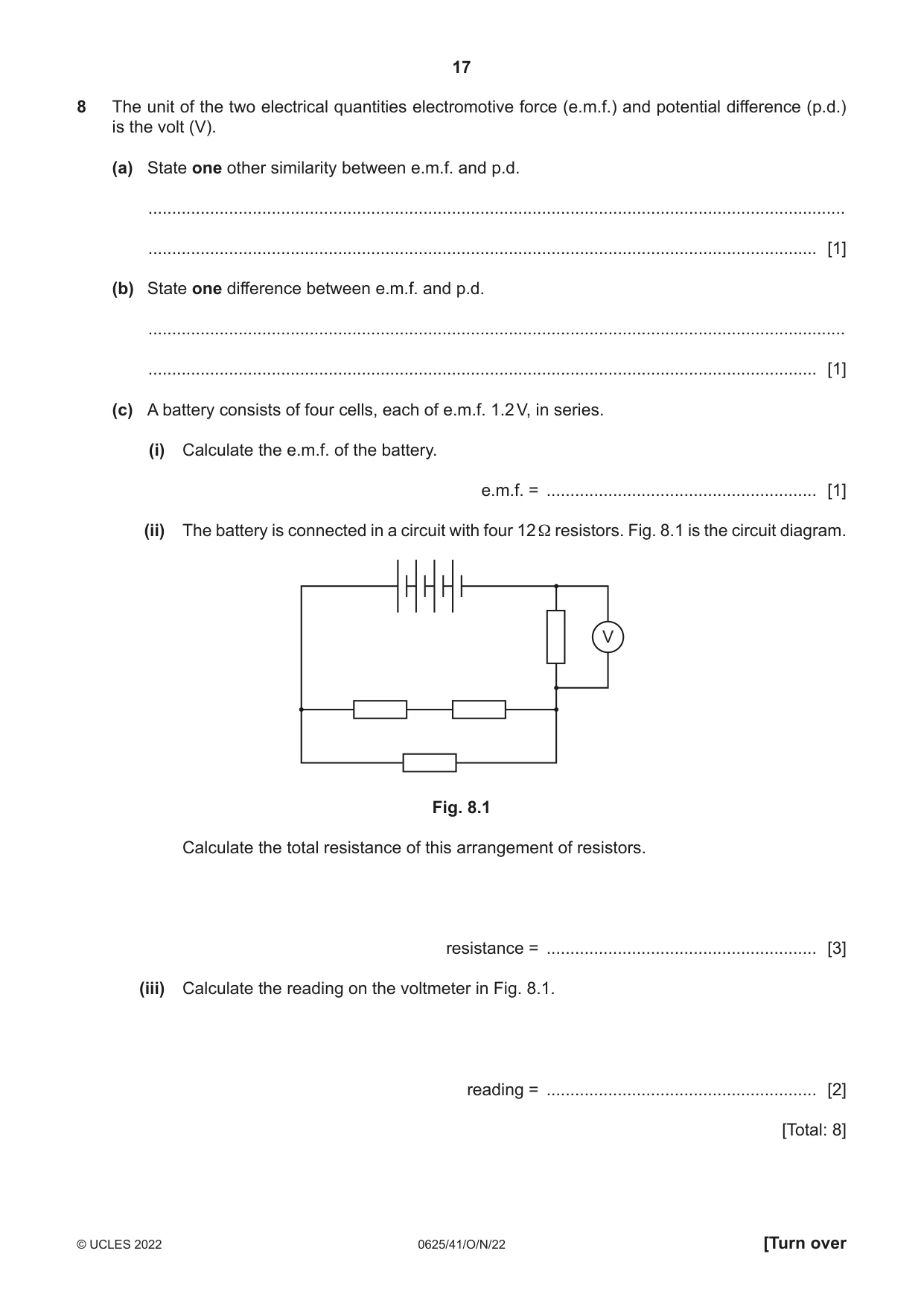 Cambridge IGCSE Physics 0625 2022 Oct/Nov Paper 4 · Variant 1 question paper, page 17 of 20