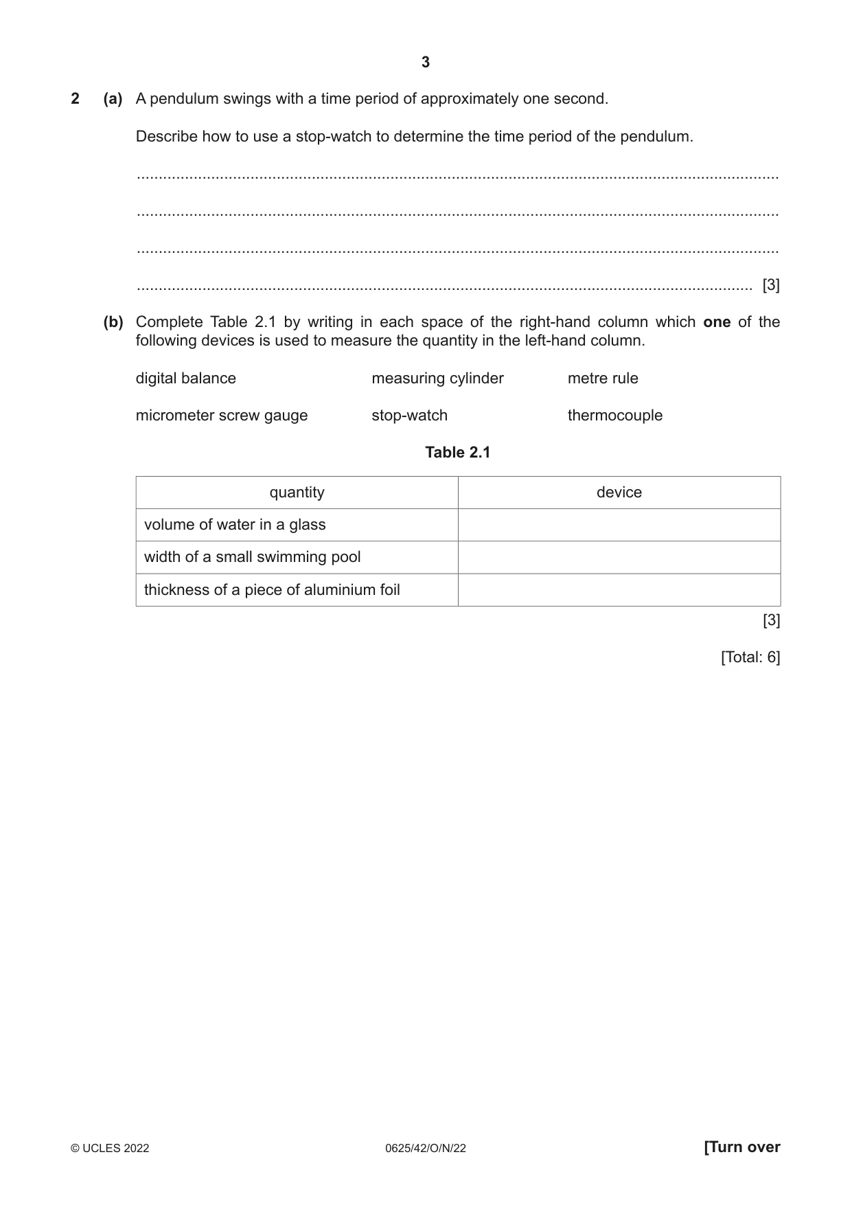 Cambridge IGCSE Physics 0625 2022 Oct/Nov Paper 4 · Variant 2 question paper, page 3 of 16