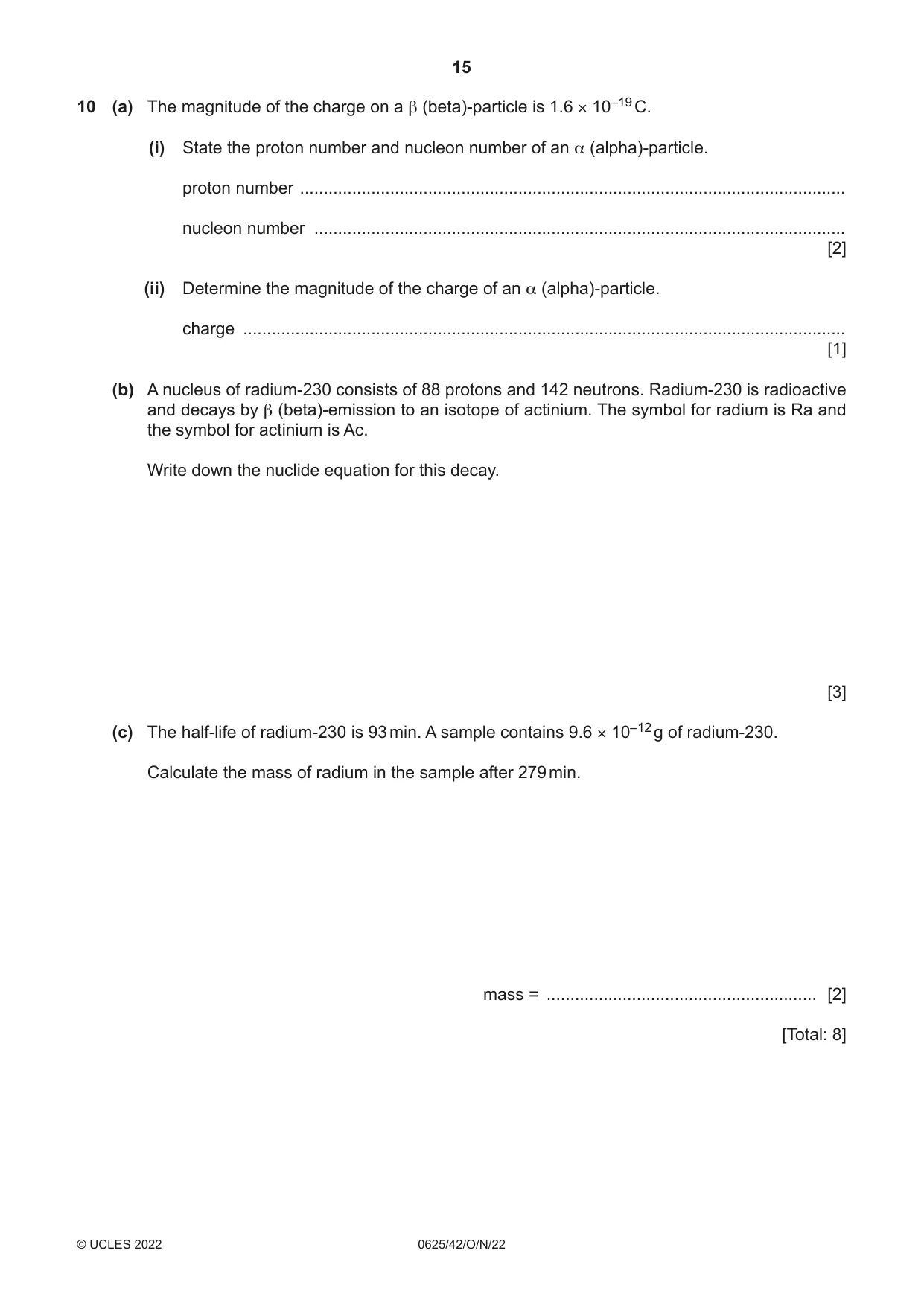 Cambridge IGCSE Physics 0625 2022 Oct/Nov Paper 4 · Variant 2 question paper, page 15 of 16