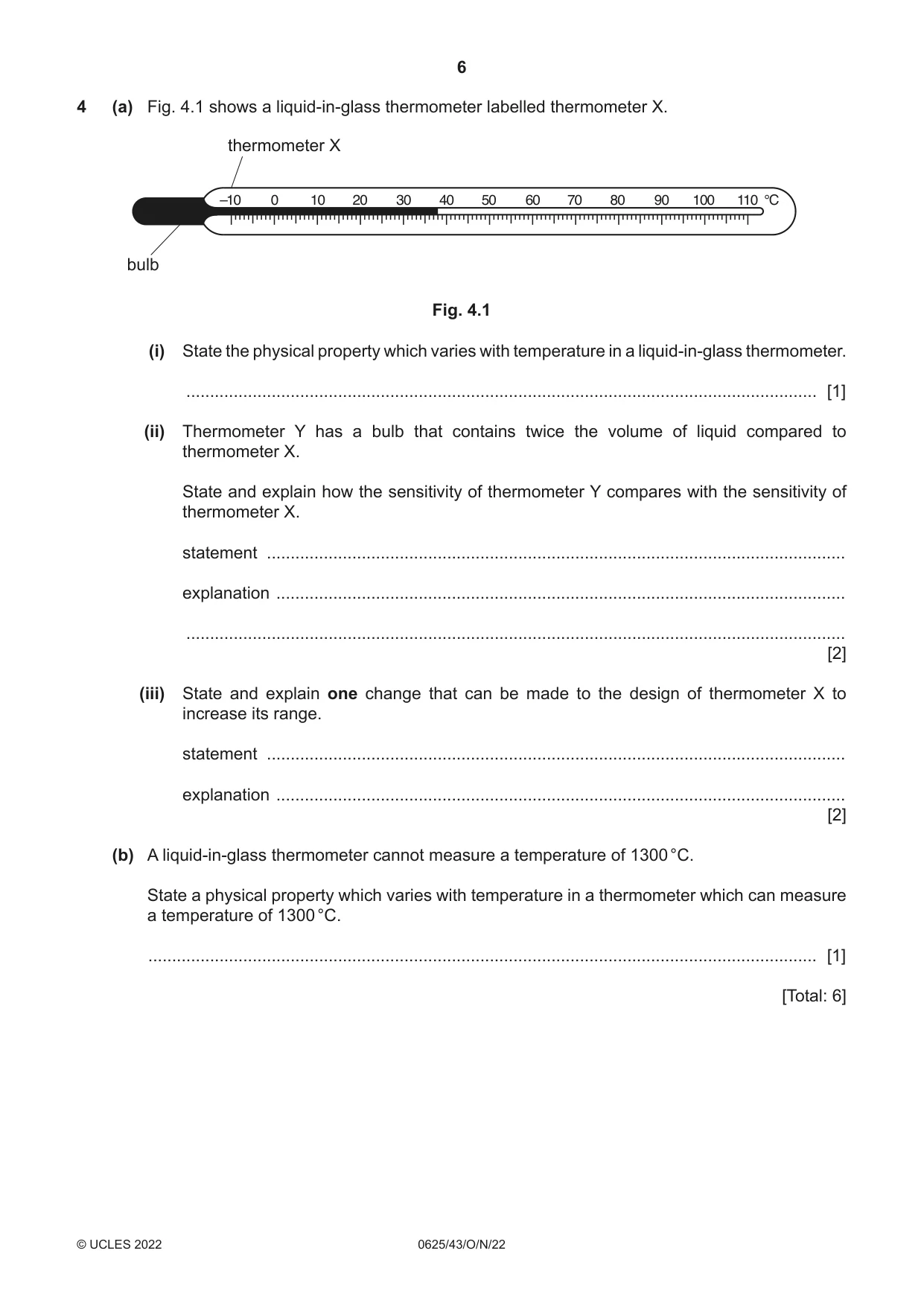 Cambridge IGCSE Physics 0625 2022 Oct/Nov Paper 4 · Variant 3 question paper, page 6 of 16