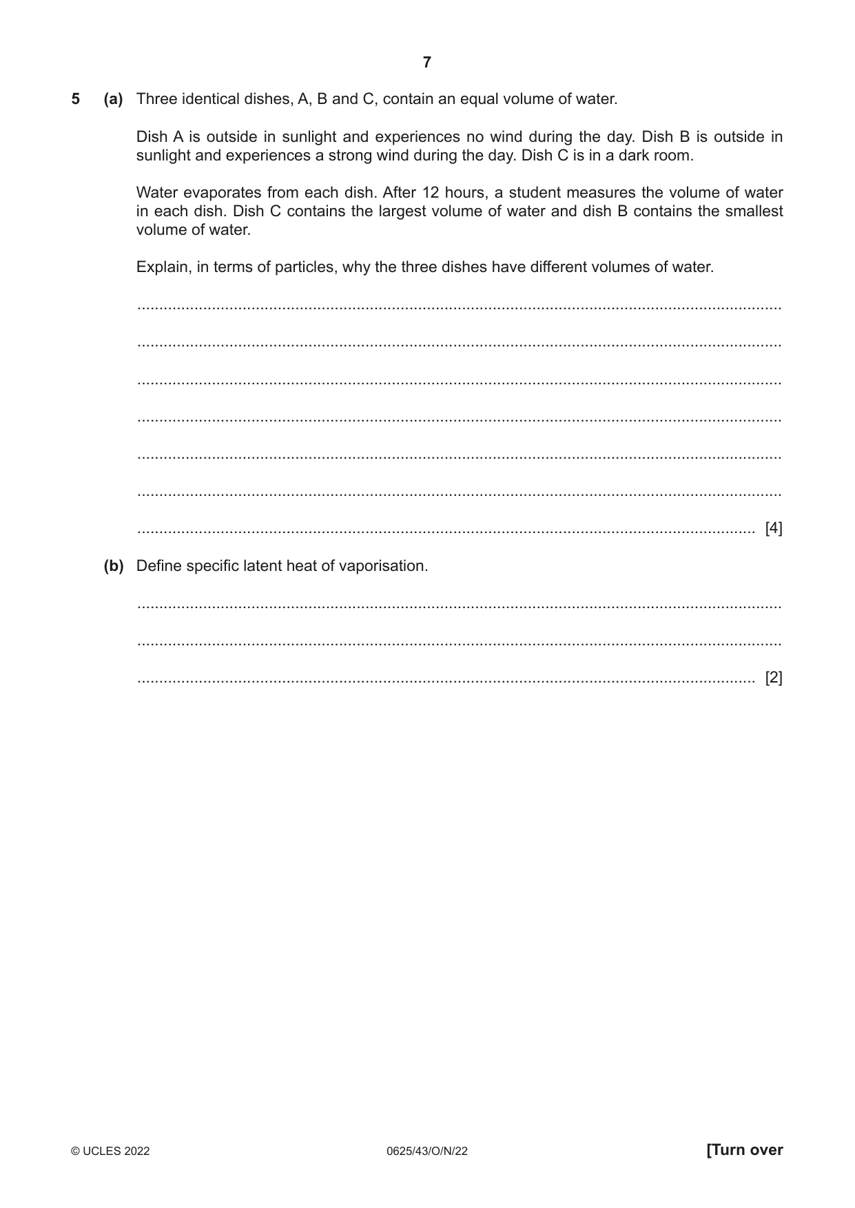 Cambridge IGCSE Physics 0625 2022 Oct/Nov Paper 4 · Variant 3 question paper, page 7 of 16