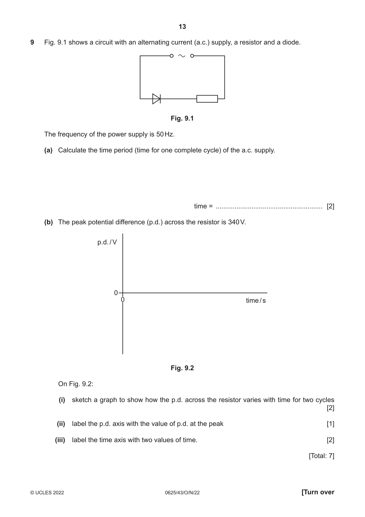 Cambridge IGCSE Physics 0625 2022 Oct/Nov Paper 4 · Variant 3 question paper, page 13 of 16