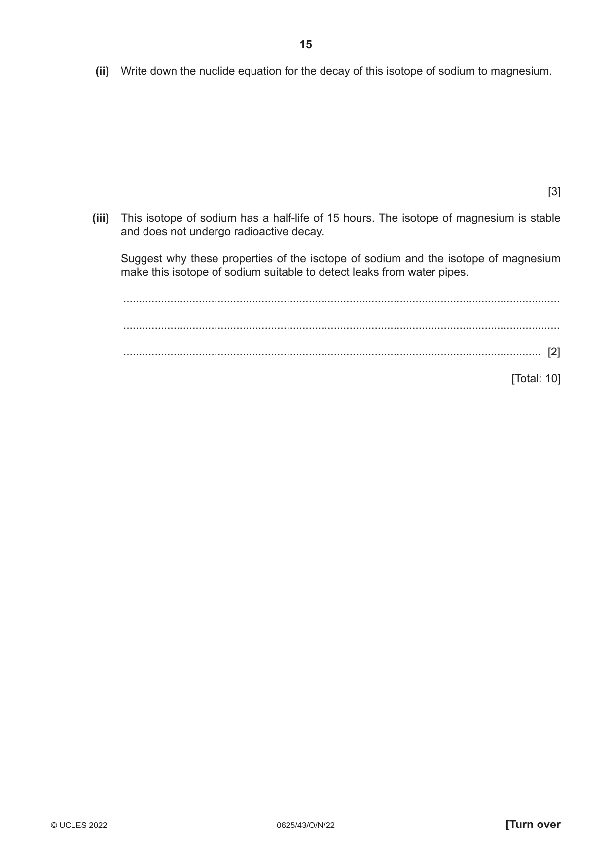 Cambridge IGCSE Physics 0625 2022 Oct/Nov Paper 4 · Variant 3 question paper, page 15 of 16