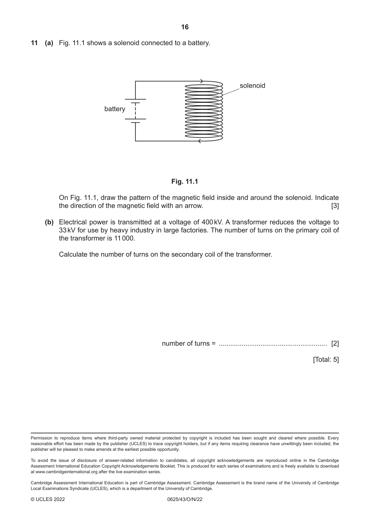 Cambridge IGCSE Physics 0625 2022 Oct/Nov Paper 4 · Variant 3 question paper, page 16 of 16