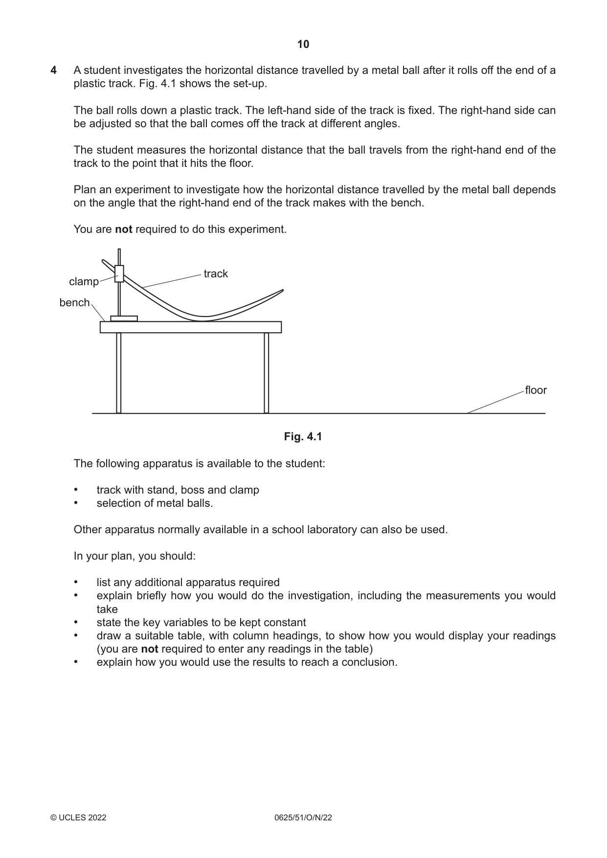 Cambridge IGCSE Physics 0625 2022 Oct/Nov Paper 5 · Variant 1 question paper, page 10 of 12