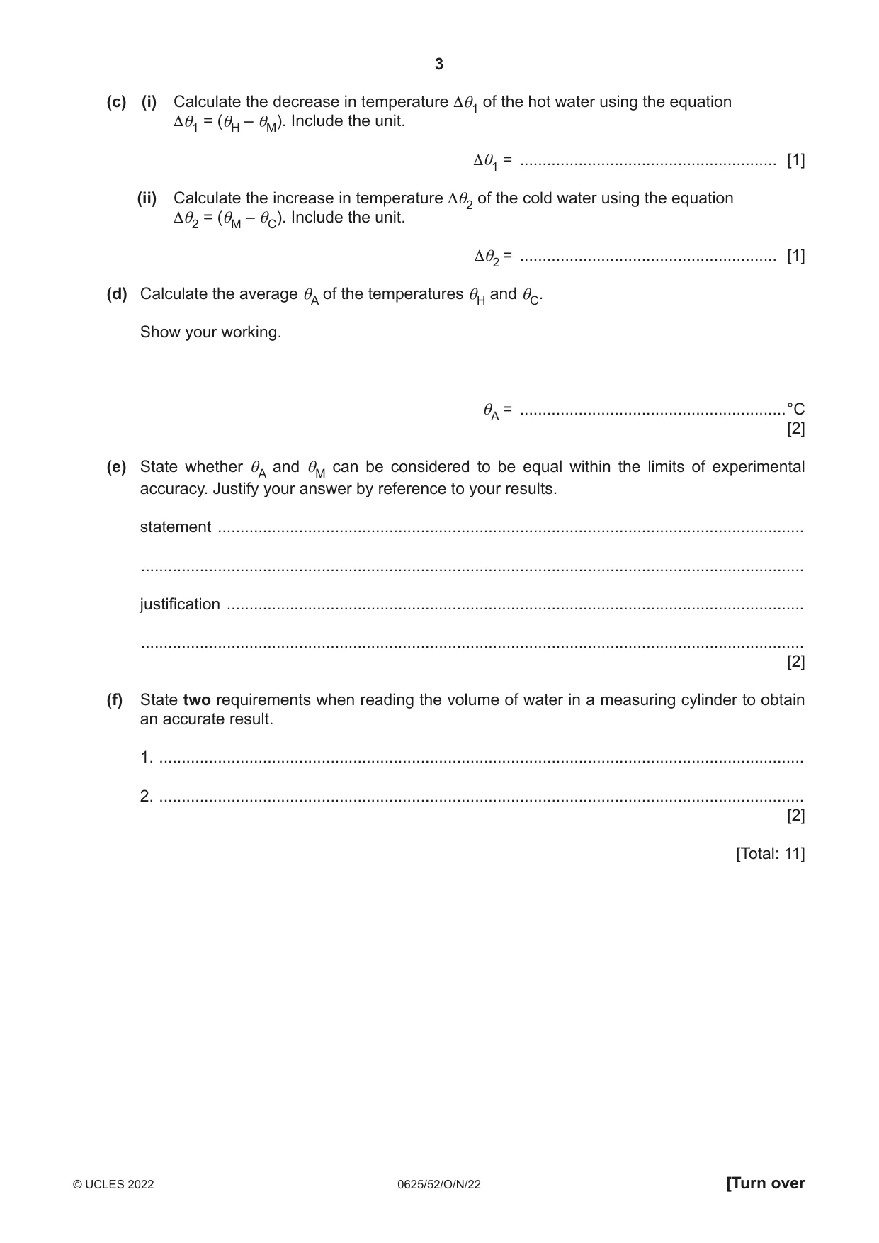 Cambridge IGCSE Physics 0625 2022 Oct/Nov Paper 5 · Variant 2 question paper, page 3 of 12