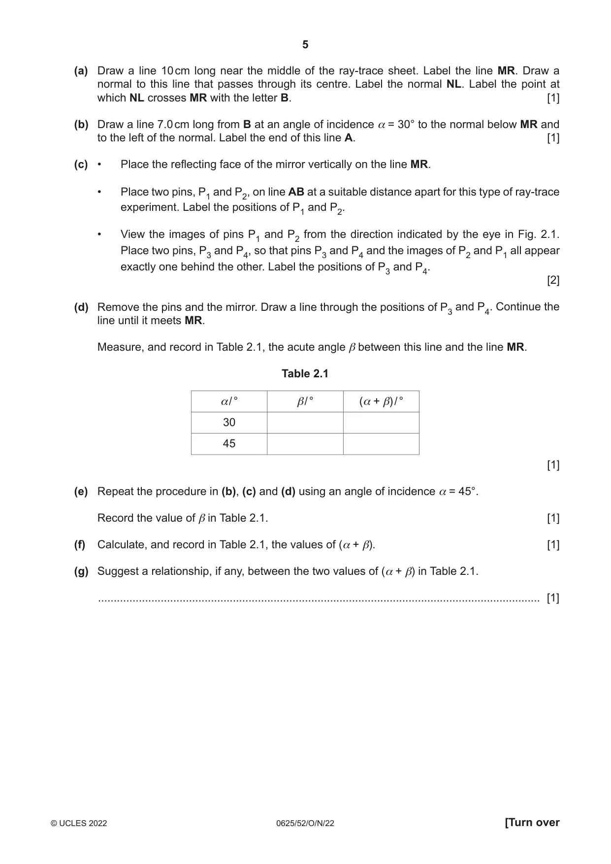 Cambridge IGCSE Physics 0625 2022 Oct/Nov Paper 5 · Variant 2 question paper, page 5 of 12