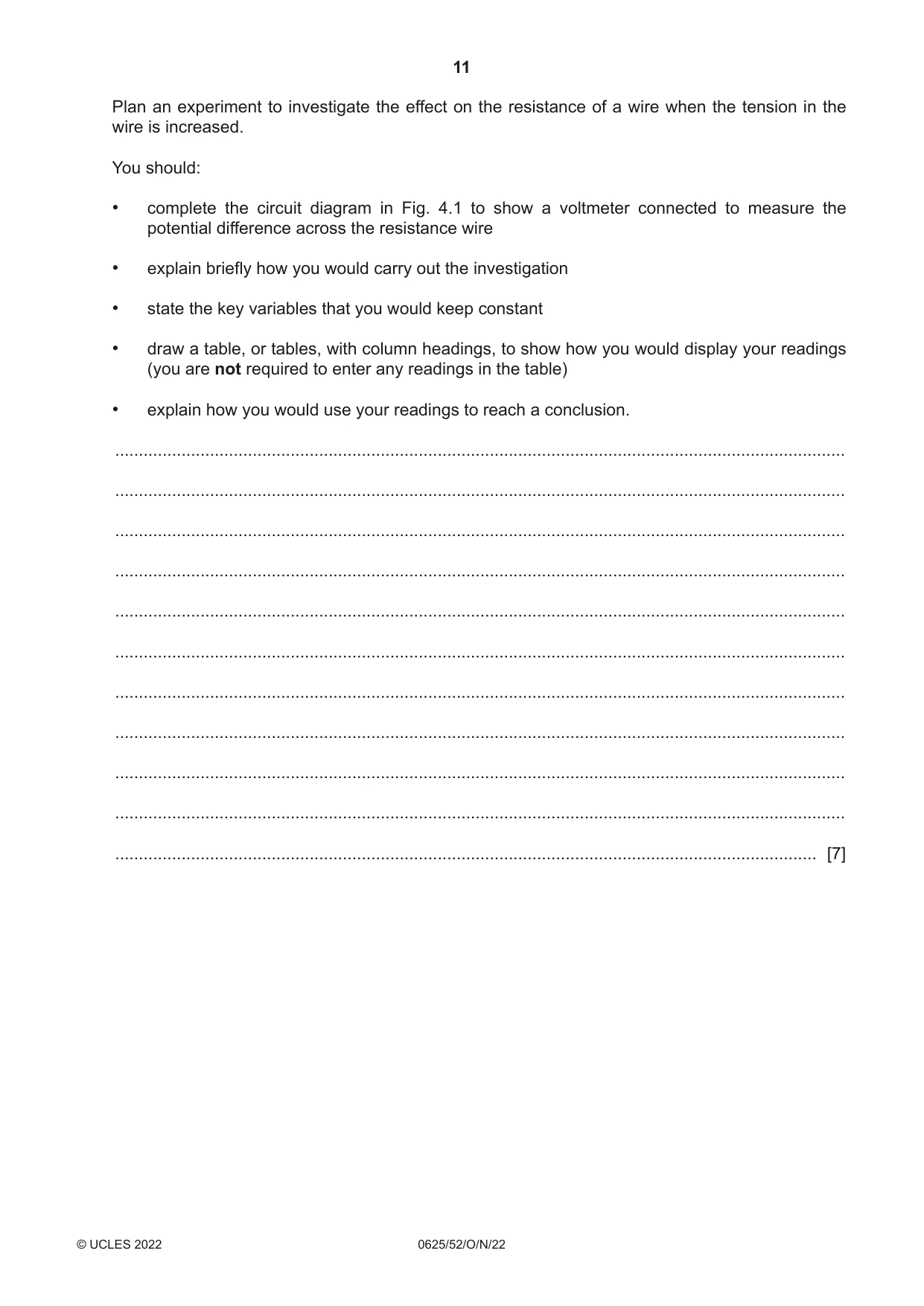 Cambridge IGCSE Physics 0625 2022 Oct/Nov Paper 5 · Variant 2 question paper, page 11 of 12