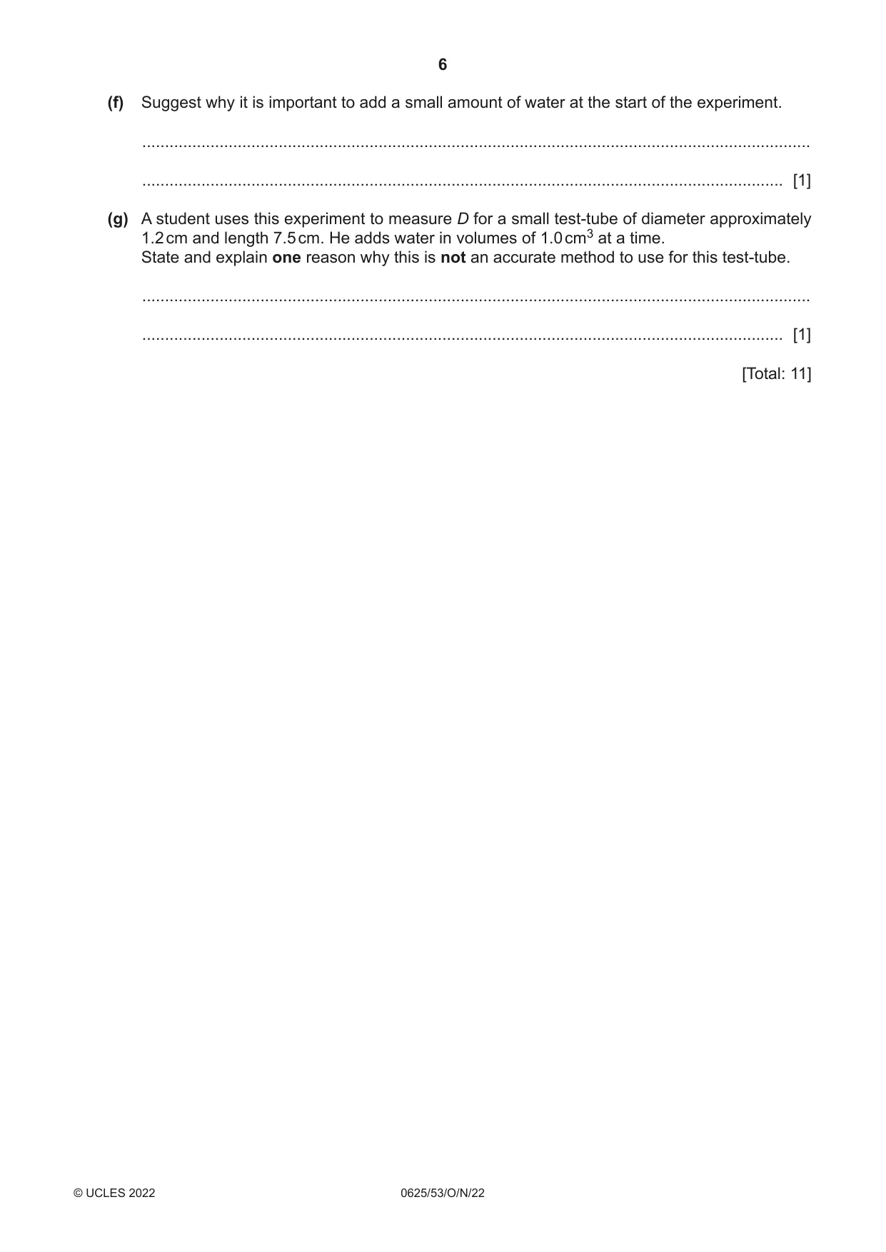 Cambridge IGCSE Physics 0625 2022 Oct/Nov Paper 5 · Variant 3 question paper, page 6 of 16
