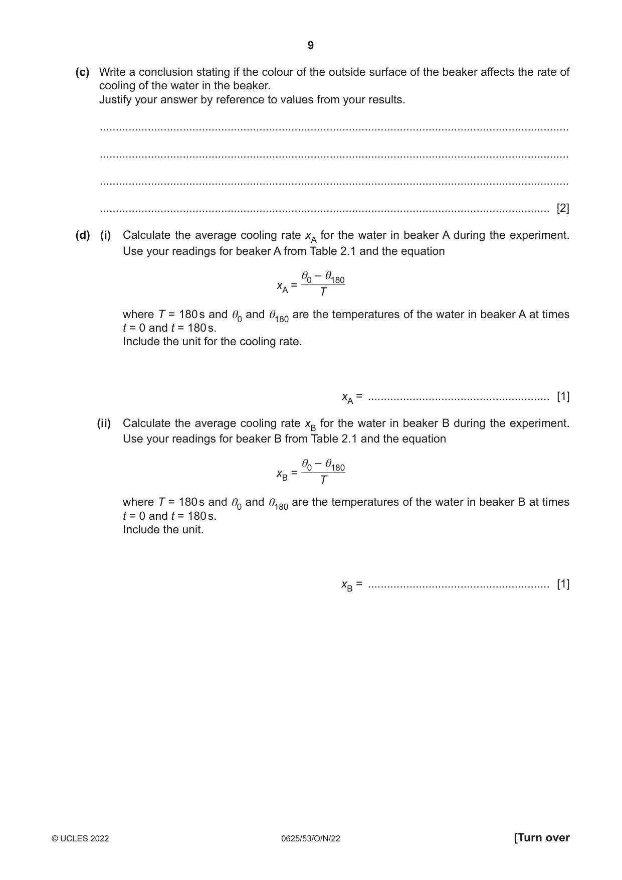 Cambridge IGCSE Physics 0625 2022 Oct/Nov Paper 5 · Variant 3 question paper, page 9 of 16