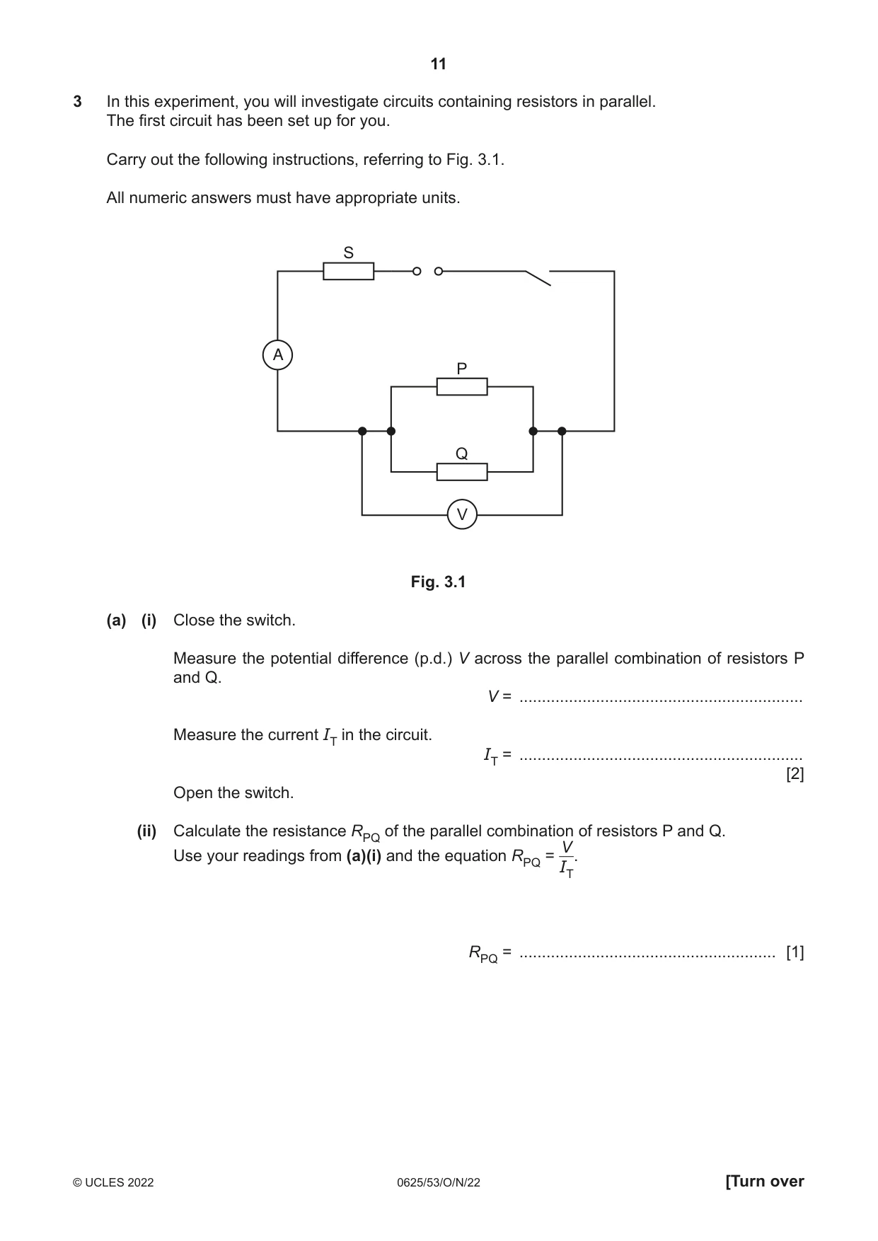 Cambridge IGCSE Physics 0625 2022 Oct/Nov Paper 5 · Variant 3 question paper, page 11 of 16