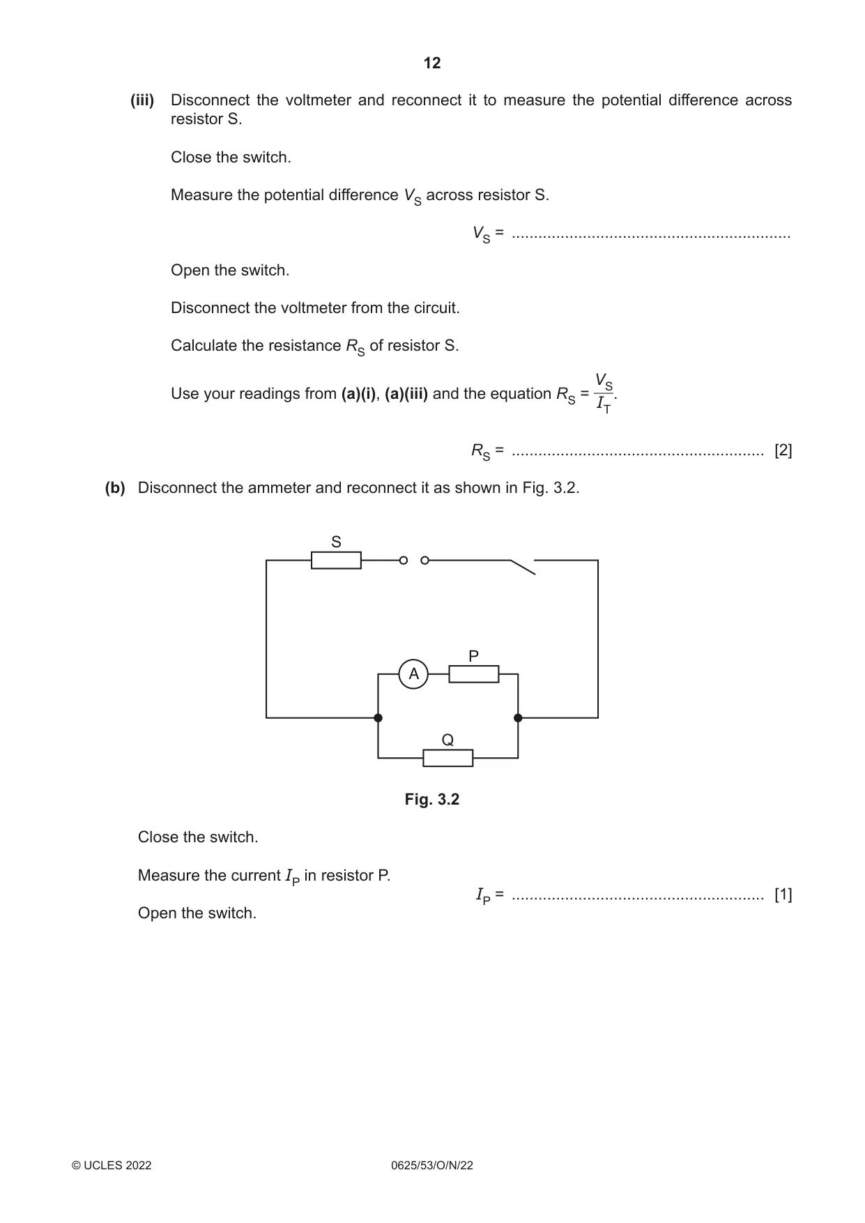 Cambridge IGCSE Physics 0625 2022 Oct/Nov Paper 5 · Variant 3 question paper, page 12 of 16