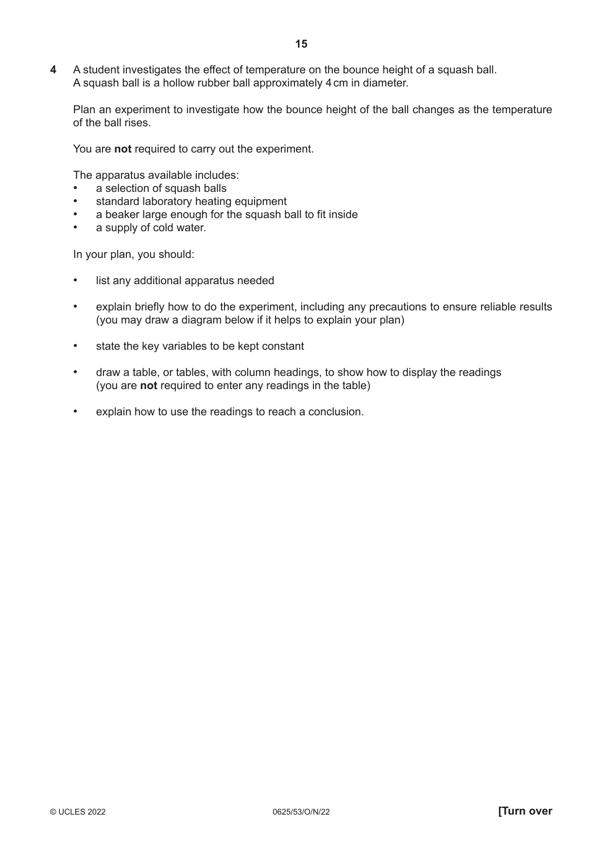 Cambridge IGCSE Physics 0625 2022 Oct/Nov Paper 5 · Variant 3 question paper, page 15 of 16