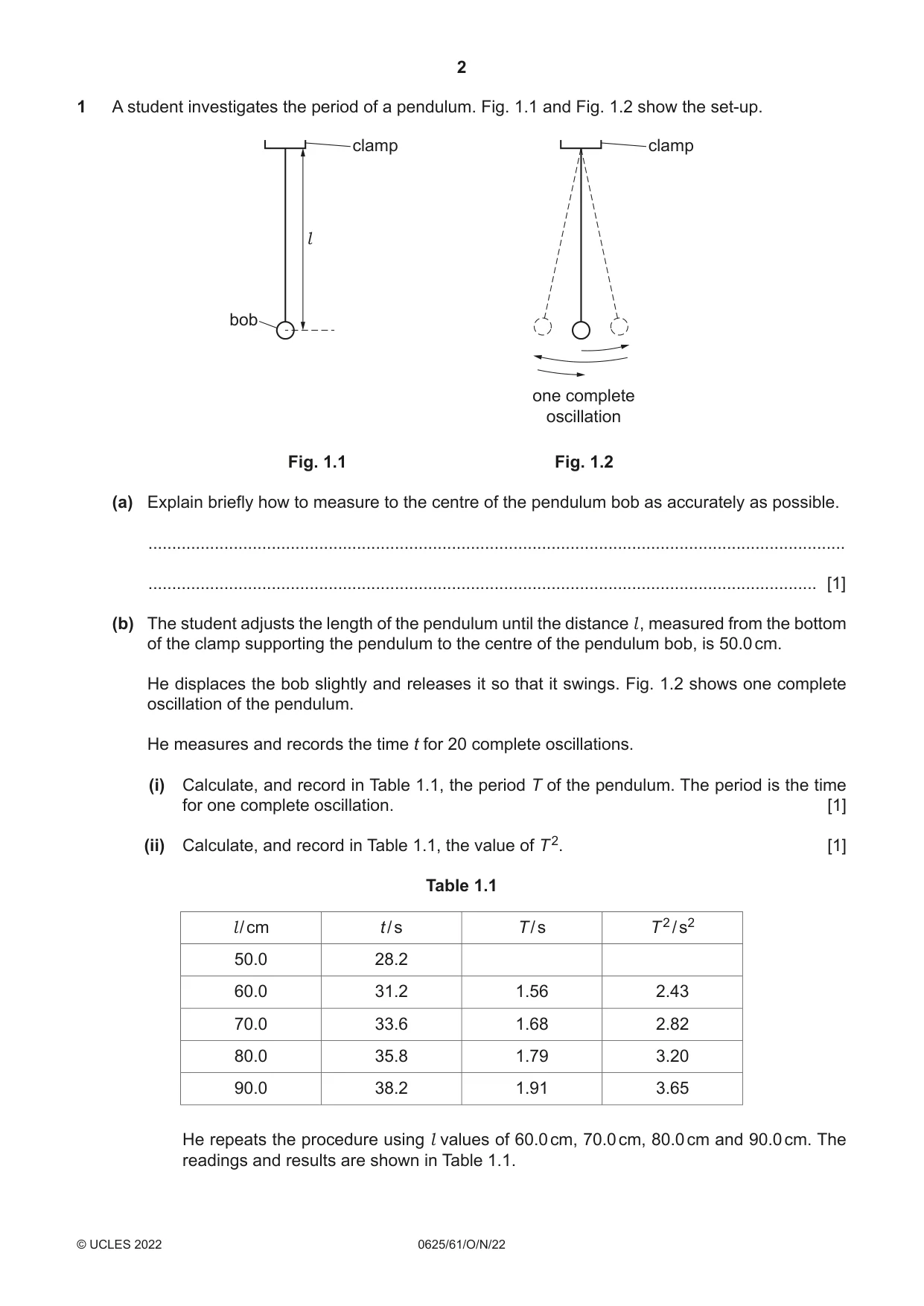 Cambridge IGCSE Physics 0625 2022 Oct/Nov Paper 6 · Variant 1 question paper, page 2 of 12