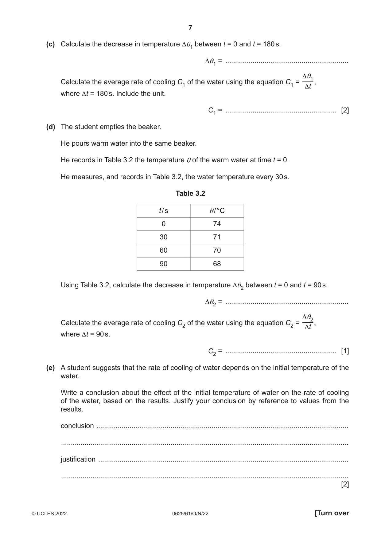 Cambridge IGCSE Physics 0625 2022 Oct/Nov Paper 6 · Variant 1 question paper, page 7 of 12