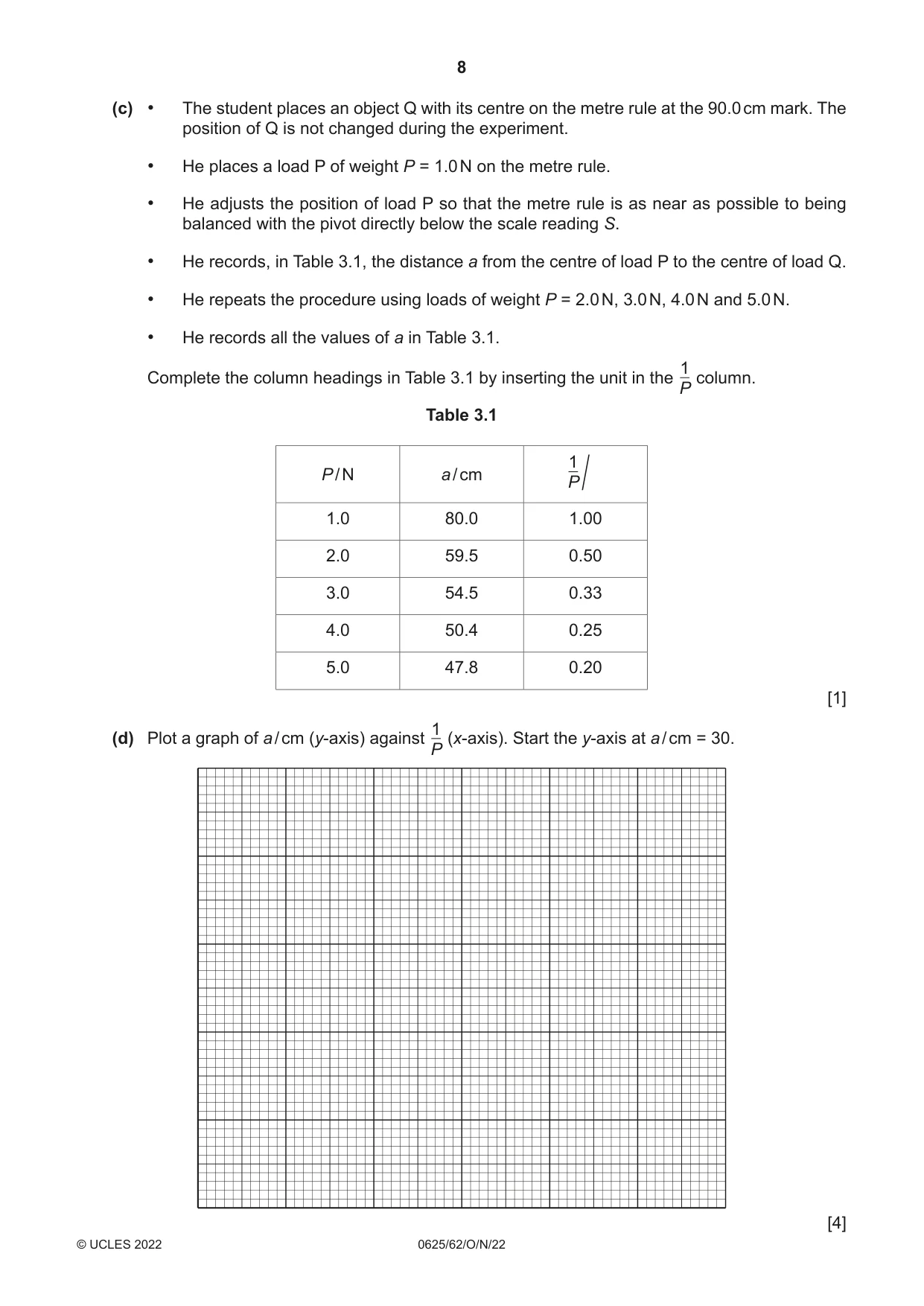 Cambridge IGCSE Physics 0625 2022 Oct/Nov Paper 6 · Variant 2 question paper, page 8 of 12