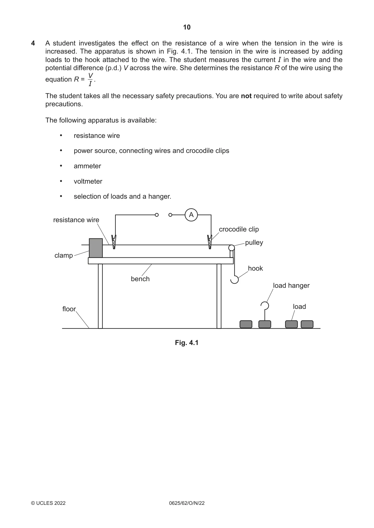 Cambridge IGCSE Physics 0625 2022 Oct/Nov Paper 6 · Variant 2 question paper, page 10 of 12