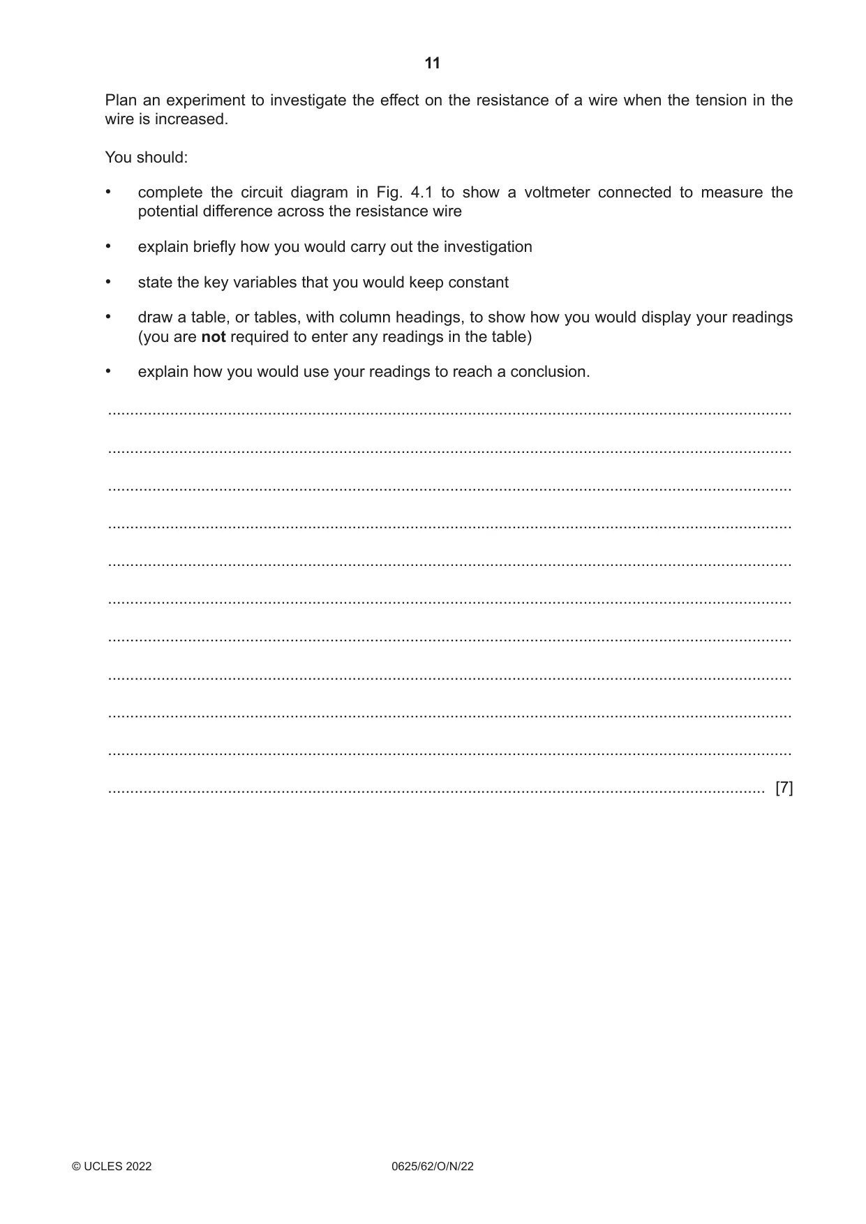Cambridge IGCSE Physics 0625 2022 Oct/Nov Paper 6 · Variant 2 question paper, page 11 of 12