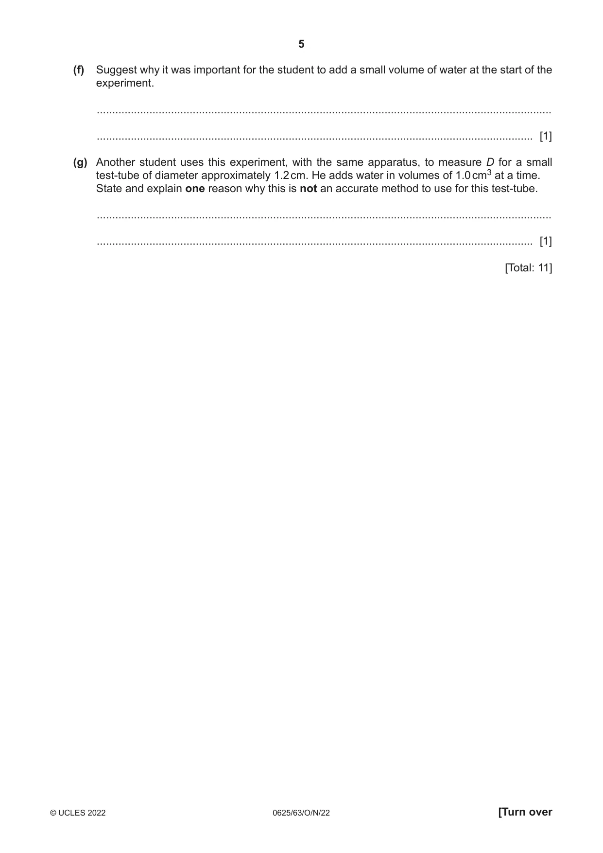 Cambridge IGCSE Physics 0625 2022 Oct/Nov Paper 6 · Variant 3 question paper, page 5 of 16