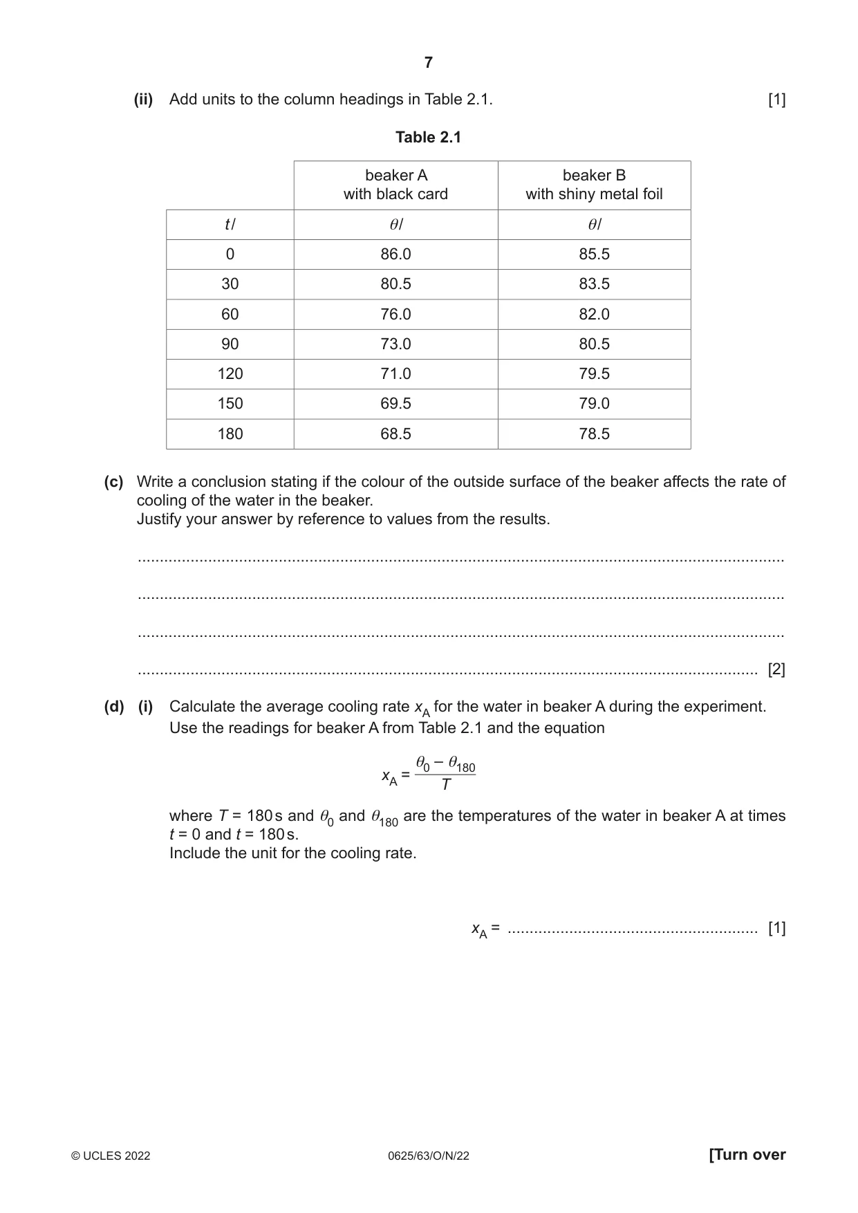 Cambridge IGCSE Physics 0625 2022 Oct/Nov Paper 6 · Variant 3 question paper, page 7 of 16