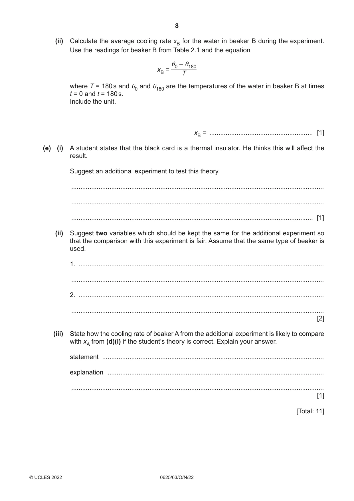 Cambridge IGCSE Physics 0625 2022 Oct/Nov Paper 6 · Variant 3 question paper, page 8 of 16