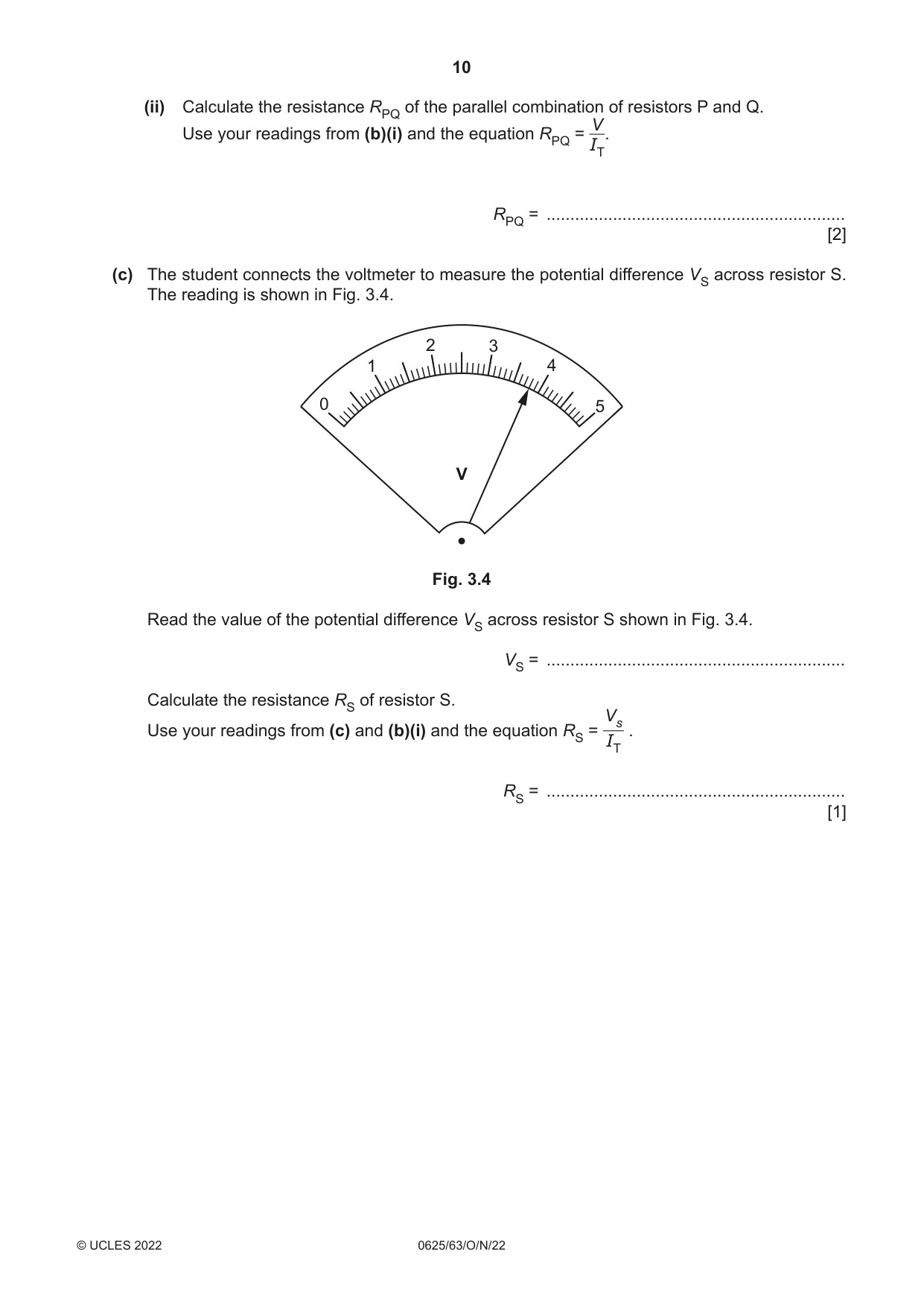Cambridge IGCSE Physics 0625 2022 Oct/Nov Paper 6 · Variant 3 question paper, page 10 of 16