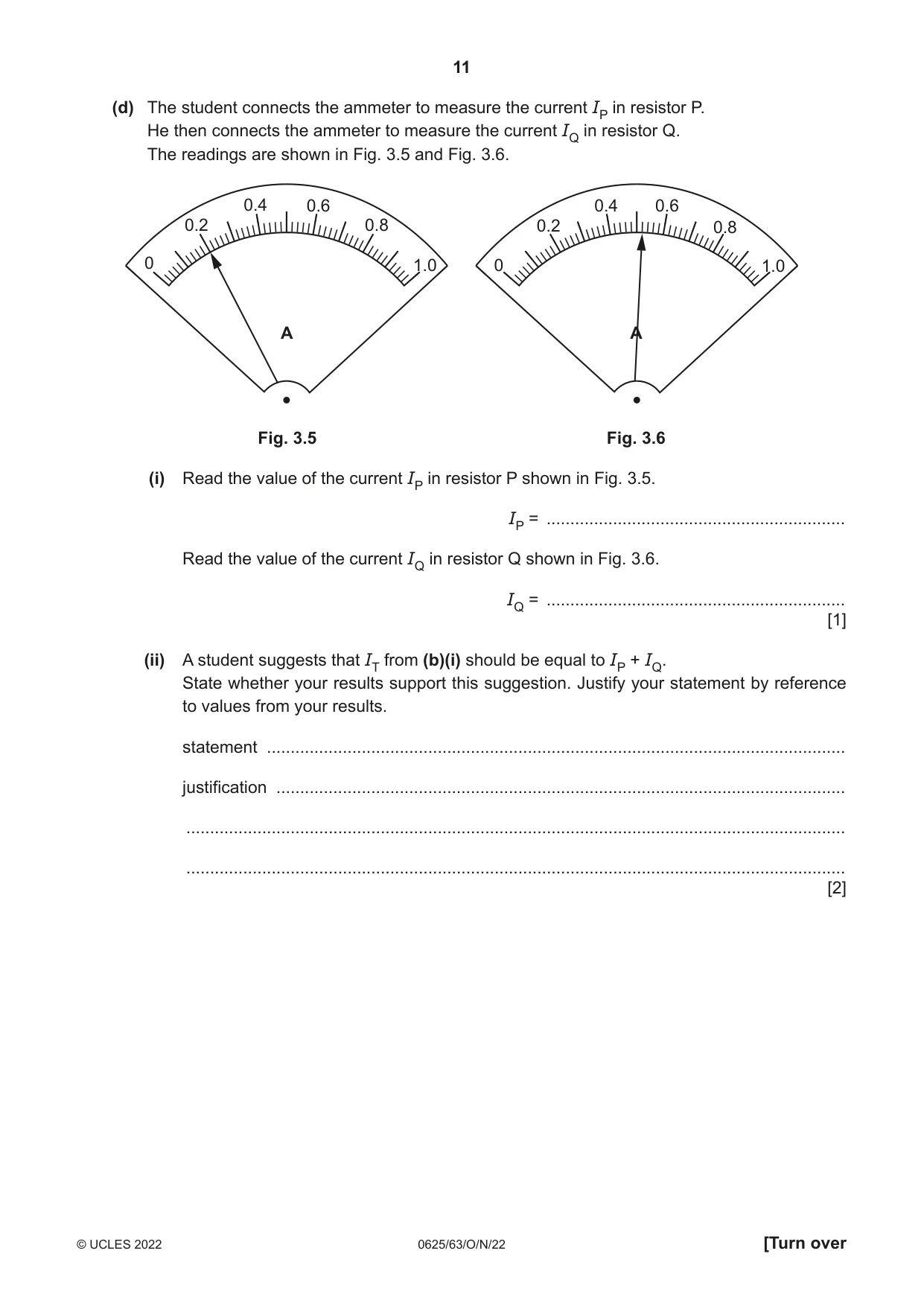 Cambridge IGCSE Physics 0625 2022 Oct/Nov Paper 6 · Variant 3 question paper, page 11 of 16
