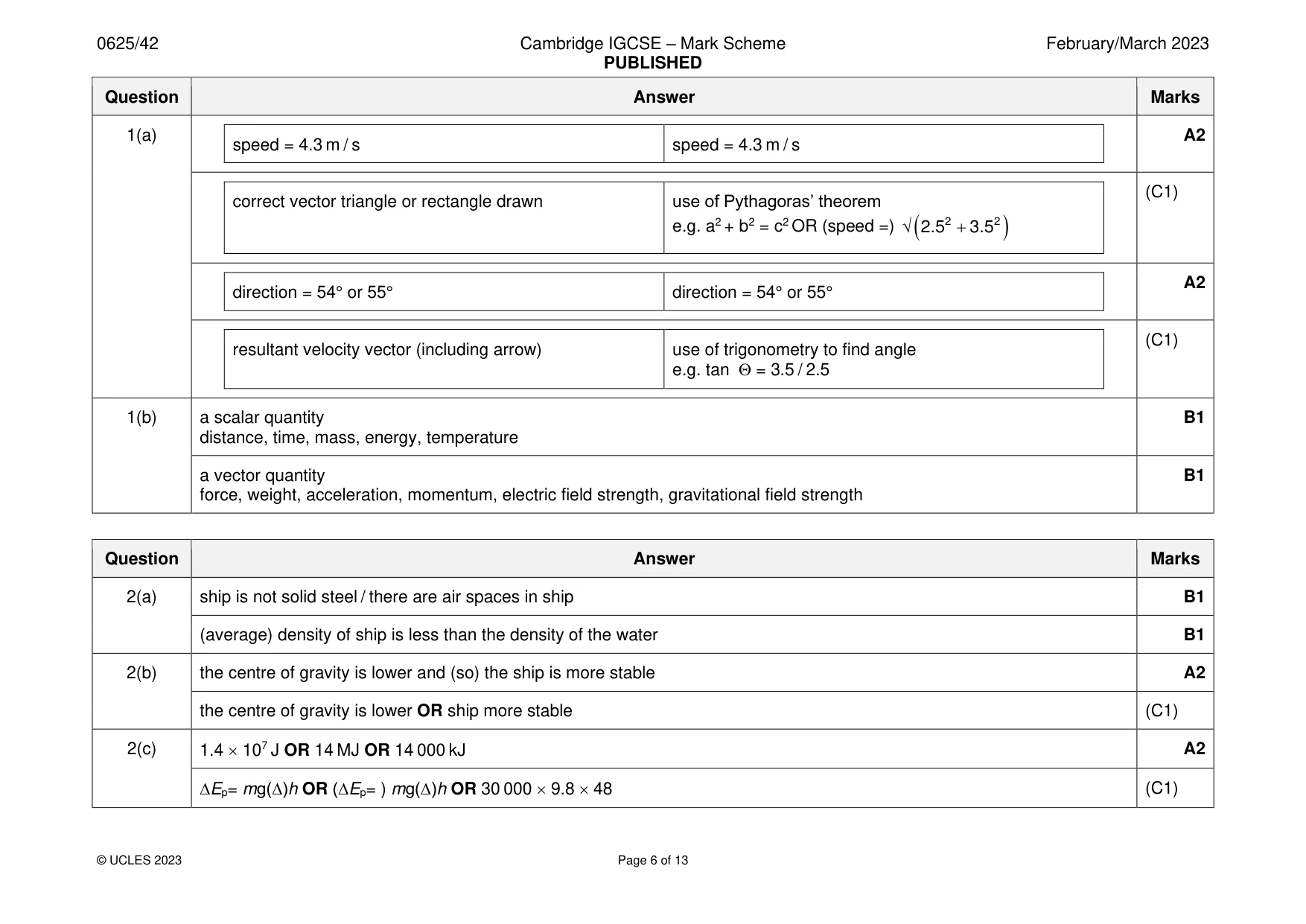 Mark scheme, page 6 of 13