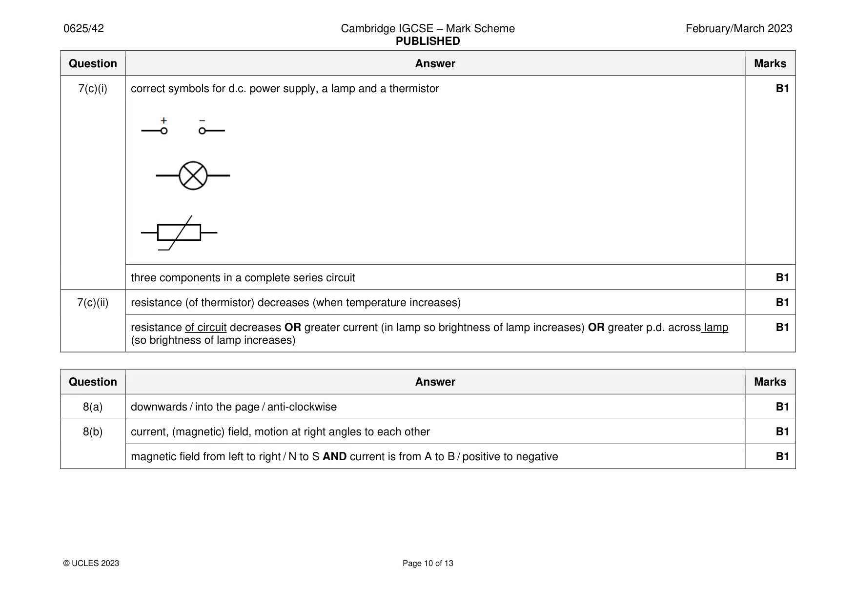 Mark scheme, page 10 of 13