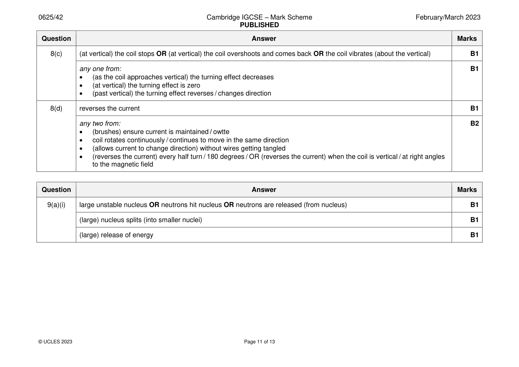Mark scheme, page 11 of 13