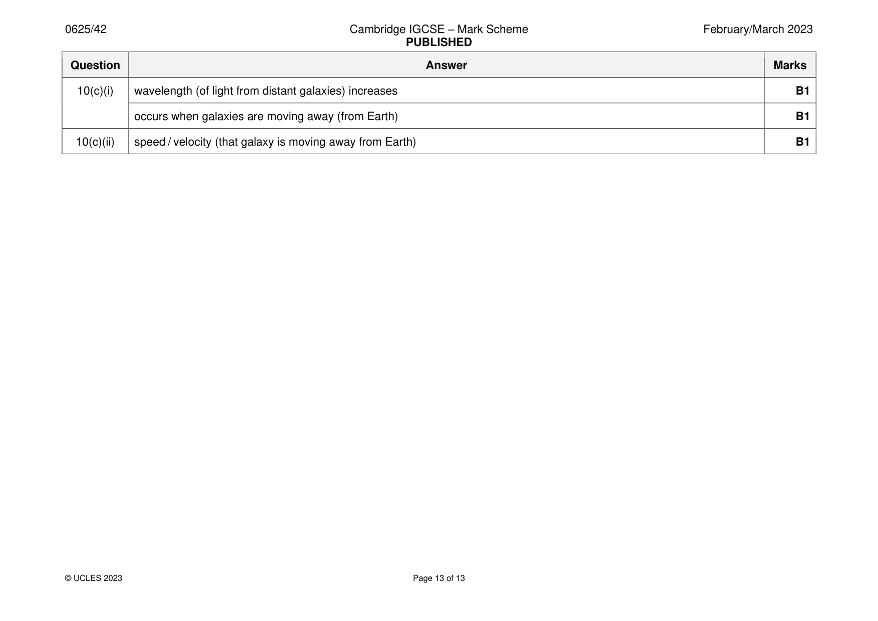 Mark scheme, page 13 of 13