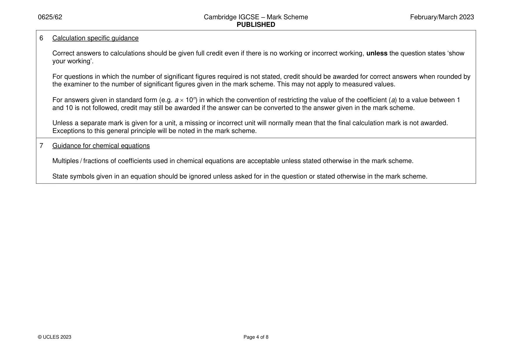 Mark scheme, page 4 of 8