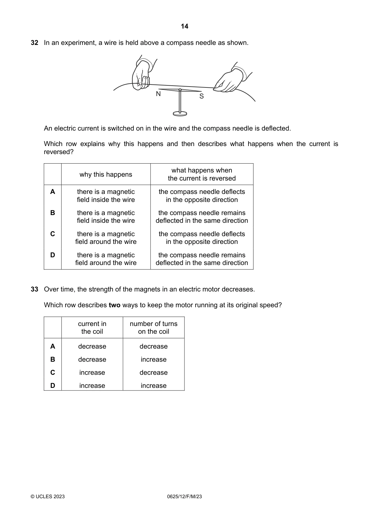 Cambridge IGCSE Physics 0625 2023 Feb/March Paper 1 · Variant 2 question paper, page 14 of 16
