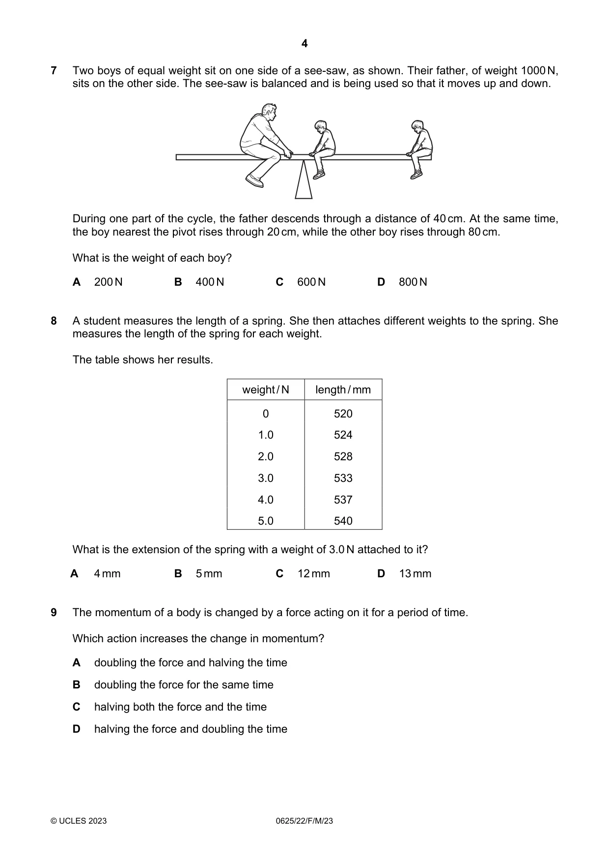 Cambridge IGCSE Physics 0625 2023 Feb/March Paper 2 · Variant 2 question paper, page 4 of 16