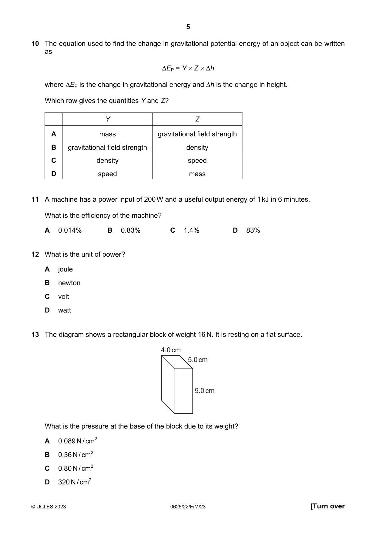 Cambridge IGCSE Physics 0625 2023 Feb/March Paper 2 · Variant 2 question paper, page 5 of 16