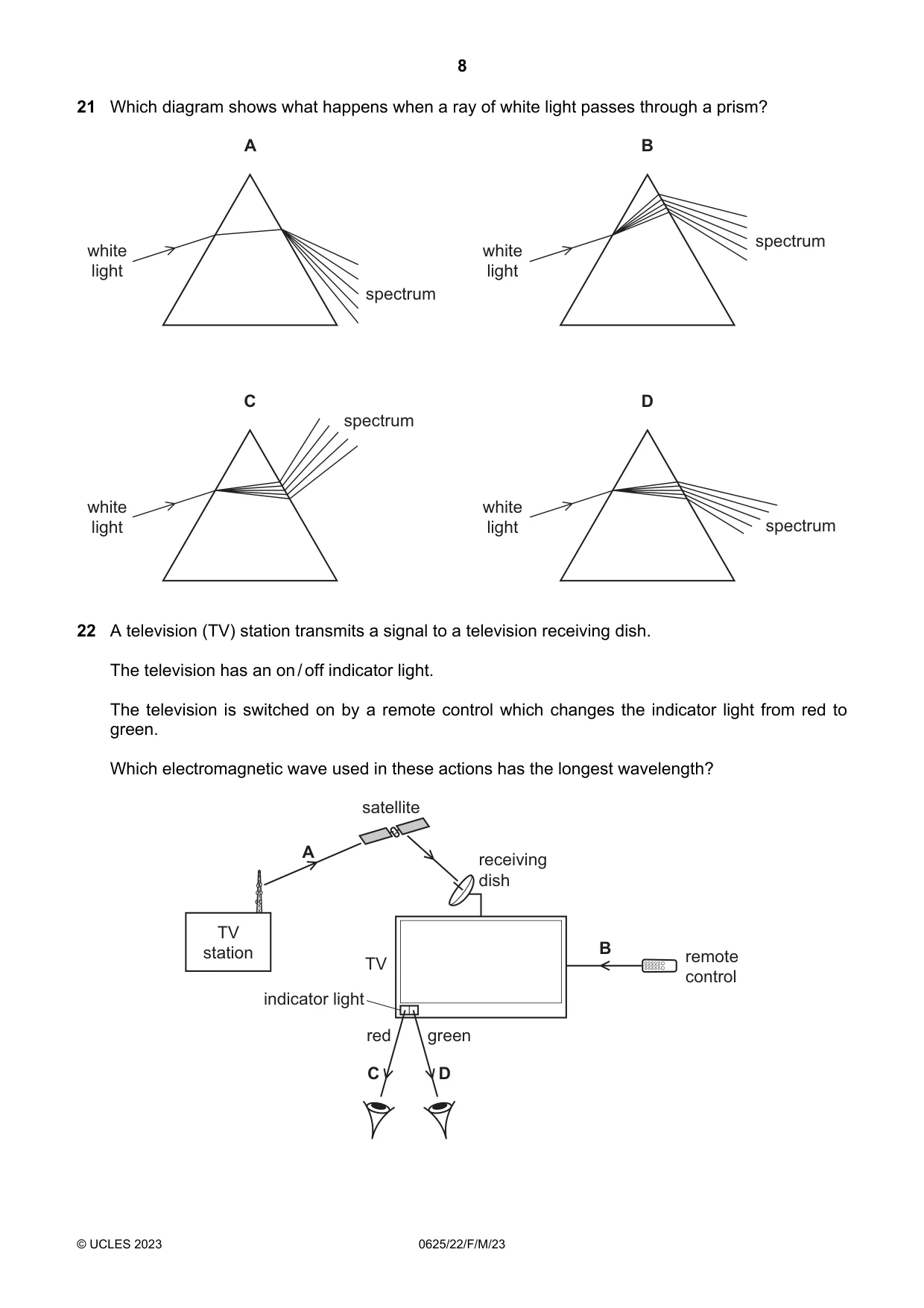 Cambridge IGCSE Physics 0625 2023 Feb/March Paper 2 · Variant 2 question paper, page 8 of 16