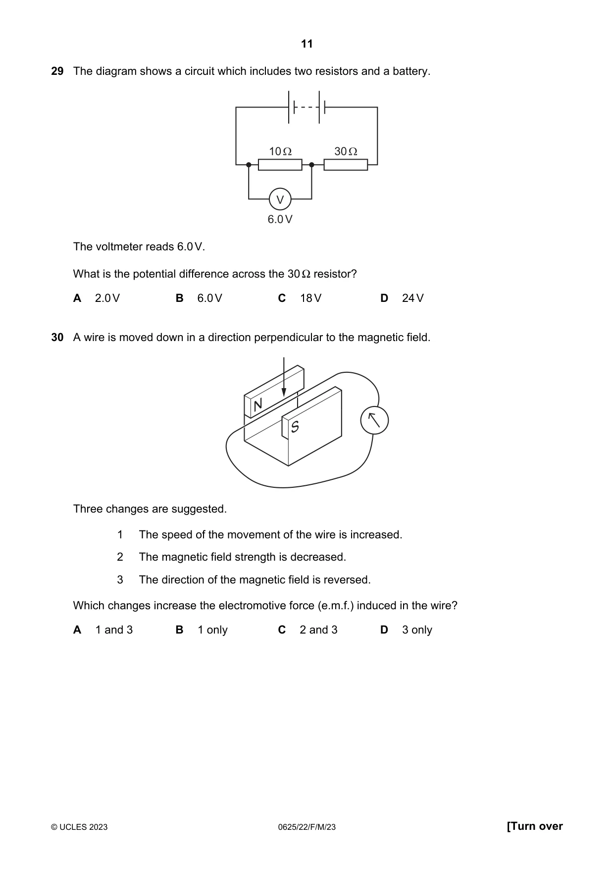 Cambridge IGCSE Physics 0625 2023 Feb/March Paper 2 · Variant 2 question paper, page 11 of 16