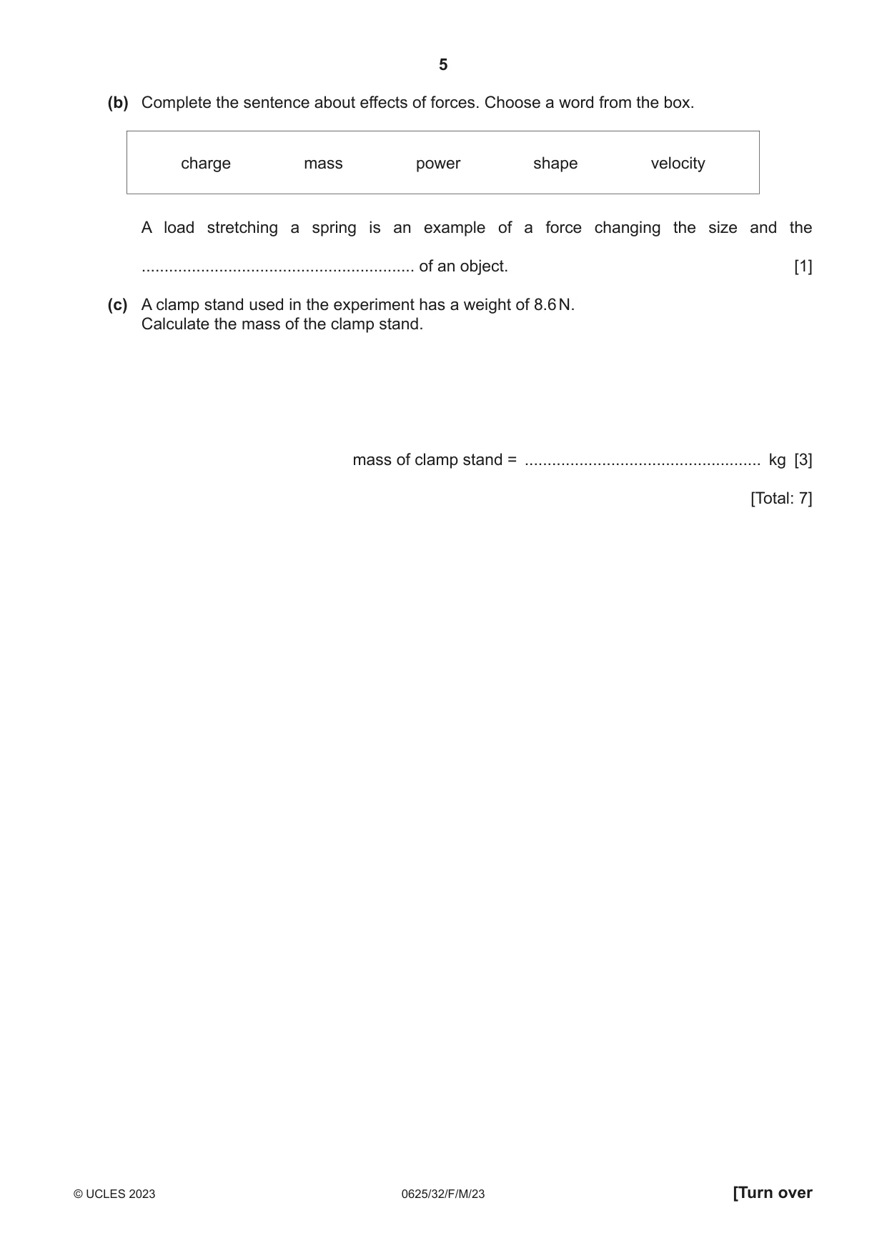 Cambridge IGCSE Physics 0625 2023 Feb/March Paper 3 · Variant 2 question paper, page 5 of 20